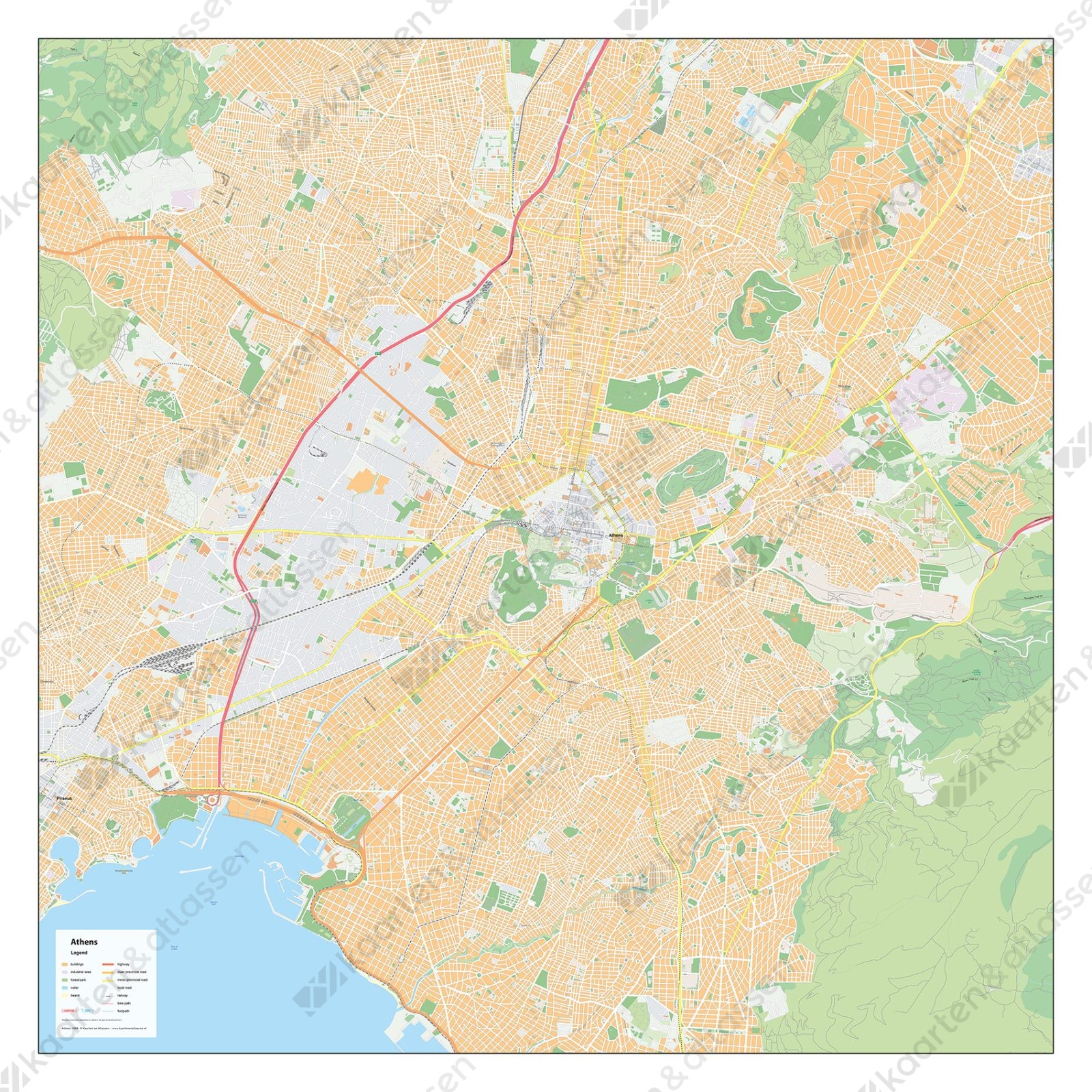 Kaart Athene Athens Stadsplattegrond