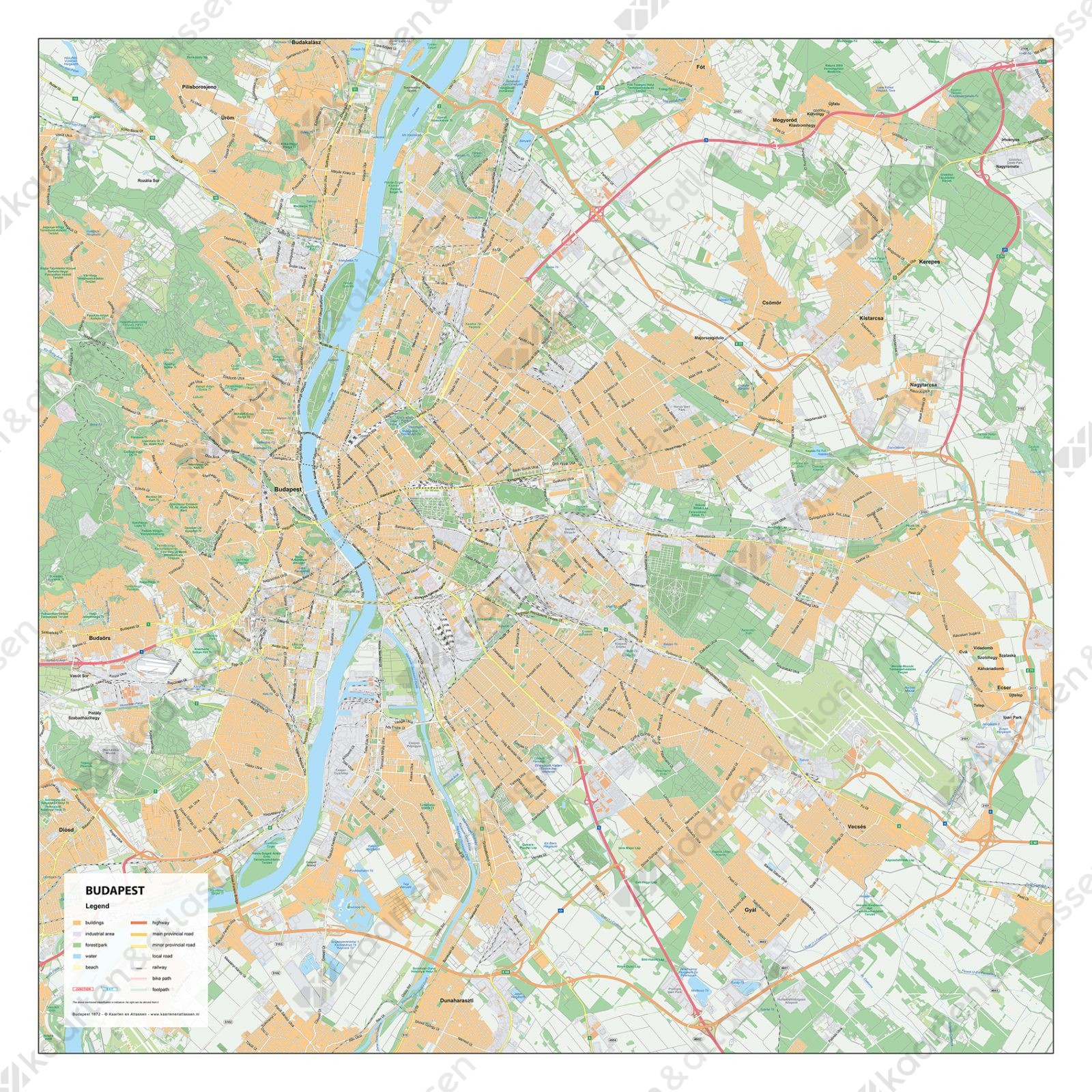 Kaart Boedapest Budapest Stadsplattegrond