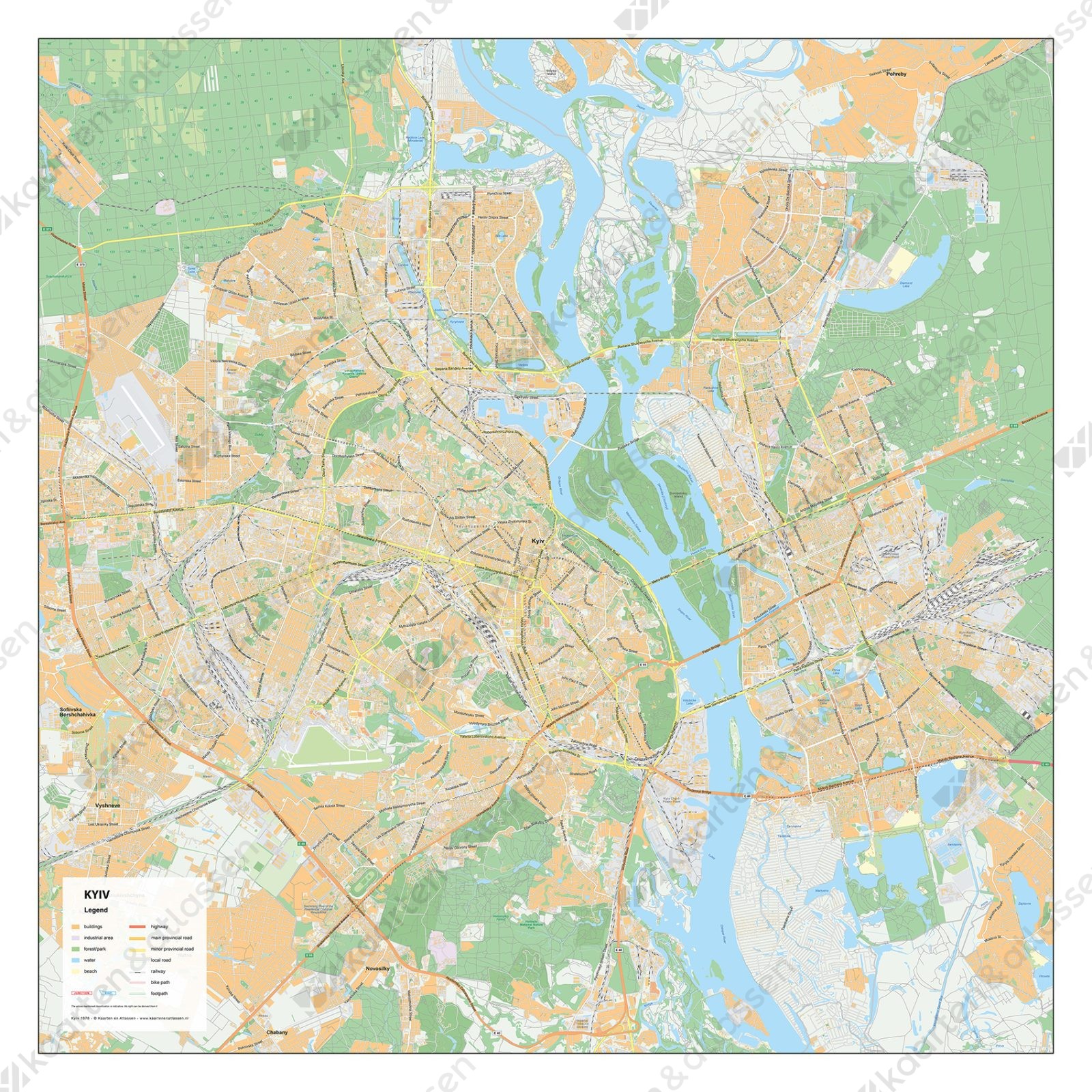 Kaart Kiev Kyiv Stadsplattegrond