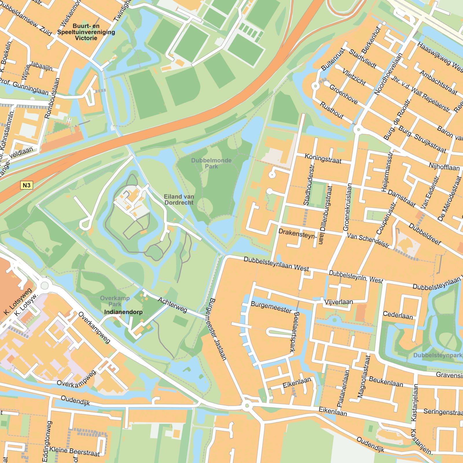Kaart Dordrecht detail