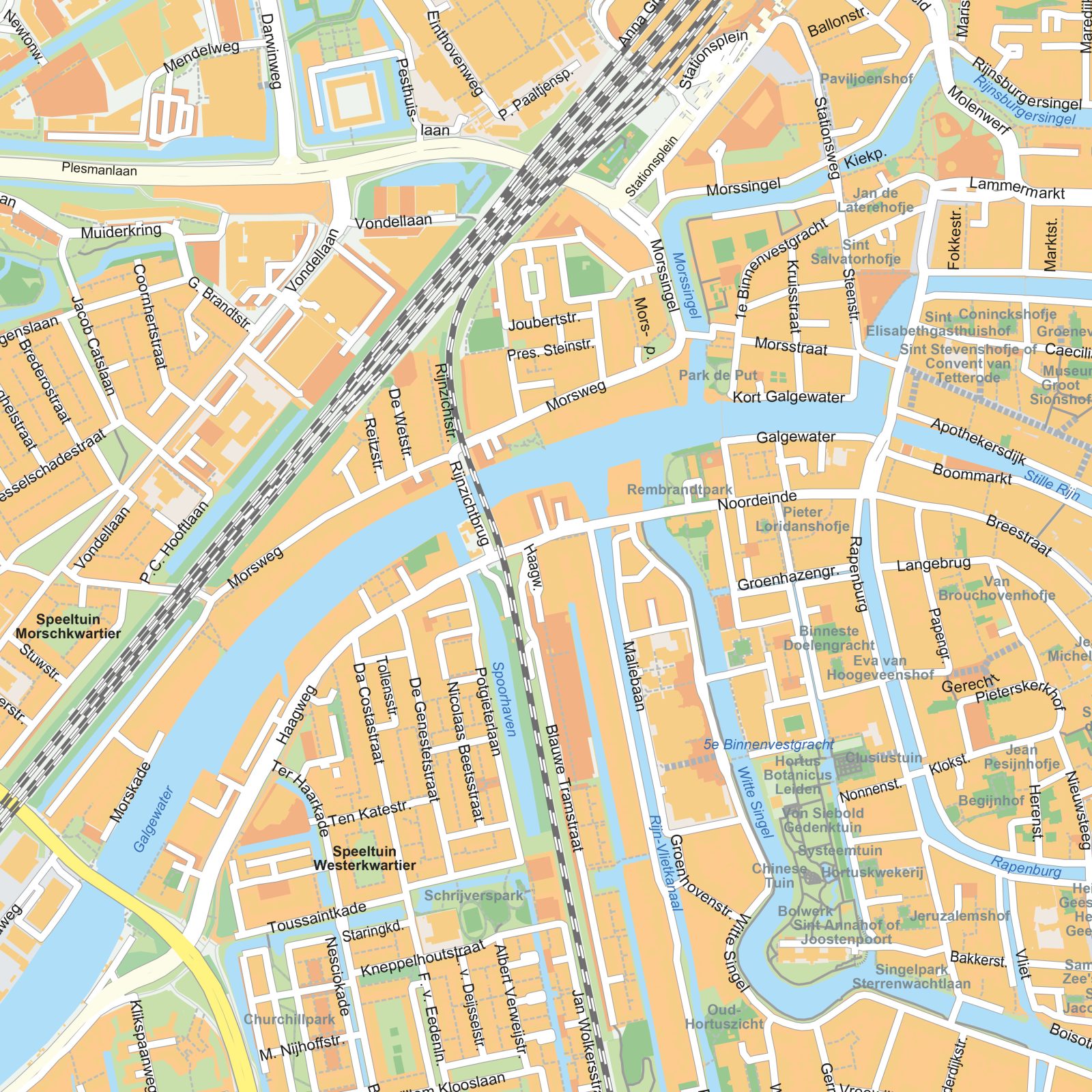 Kaart Leiden detail