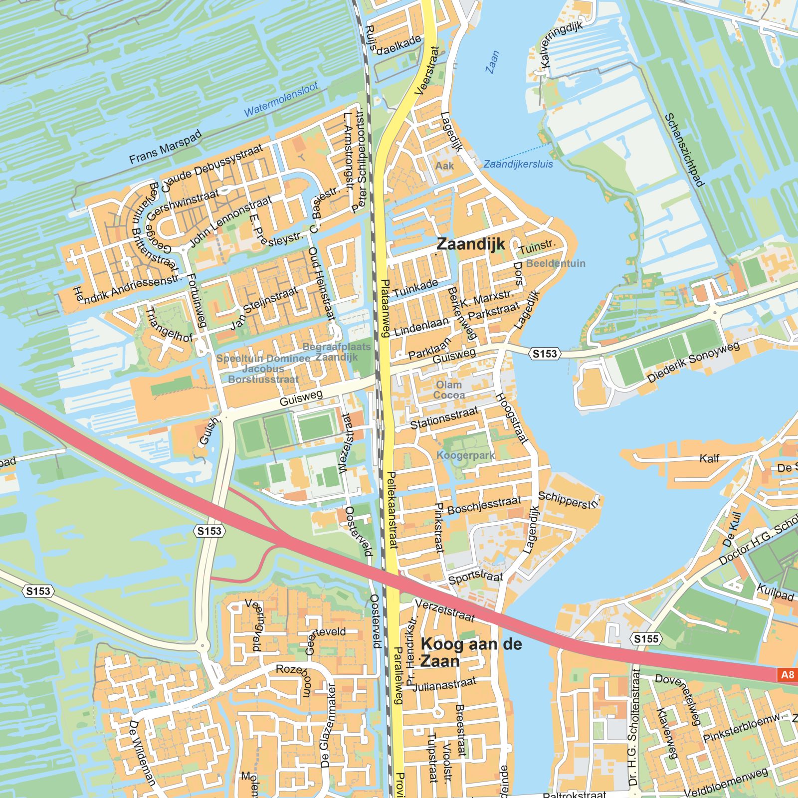 Kaart Zaanstad detail