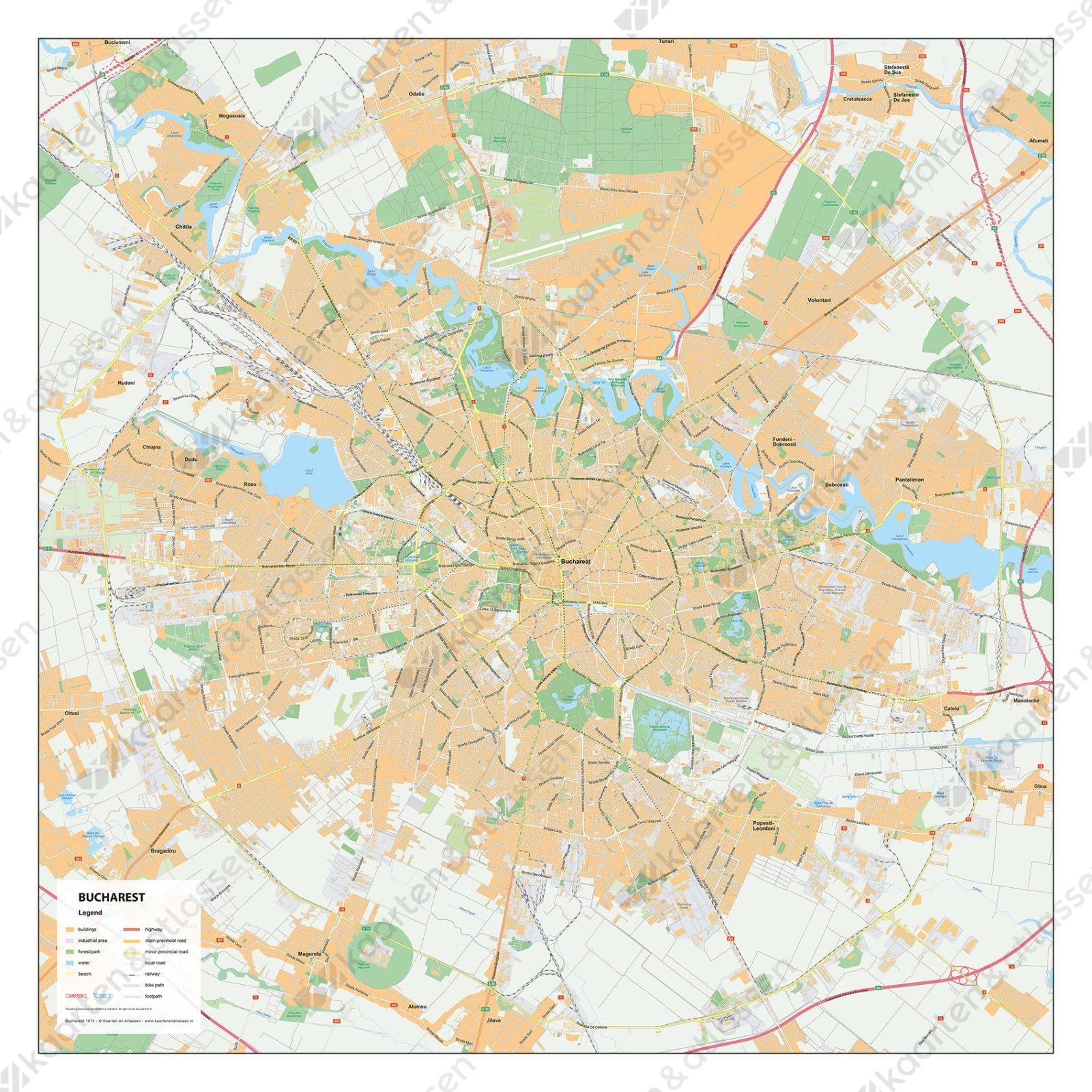 Stadskaart Boekarest Bucharest Stadsplattegrond