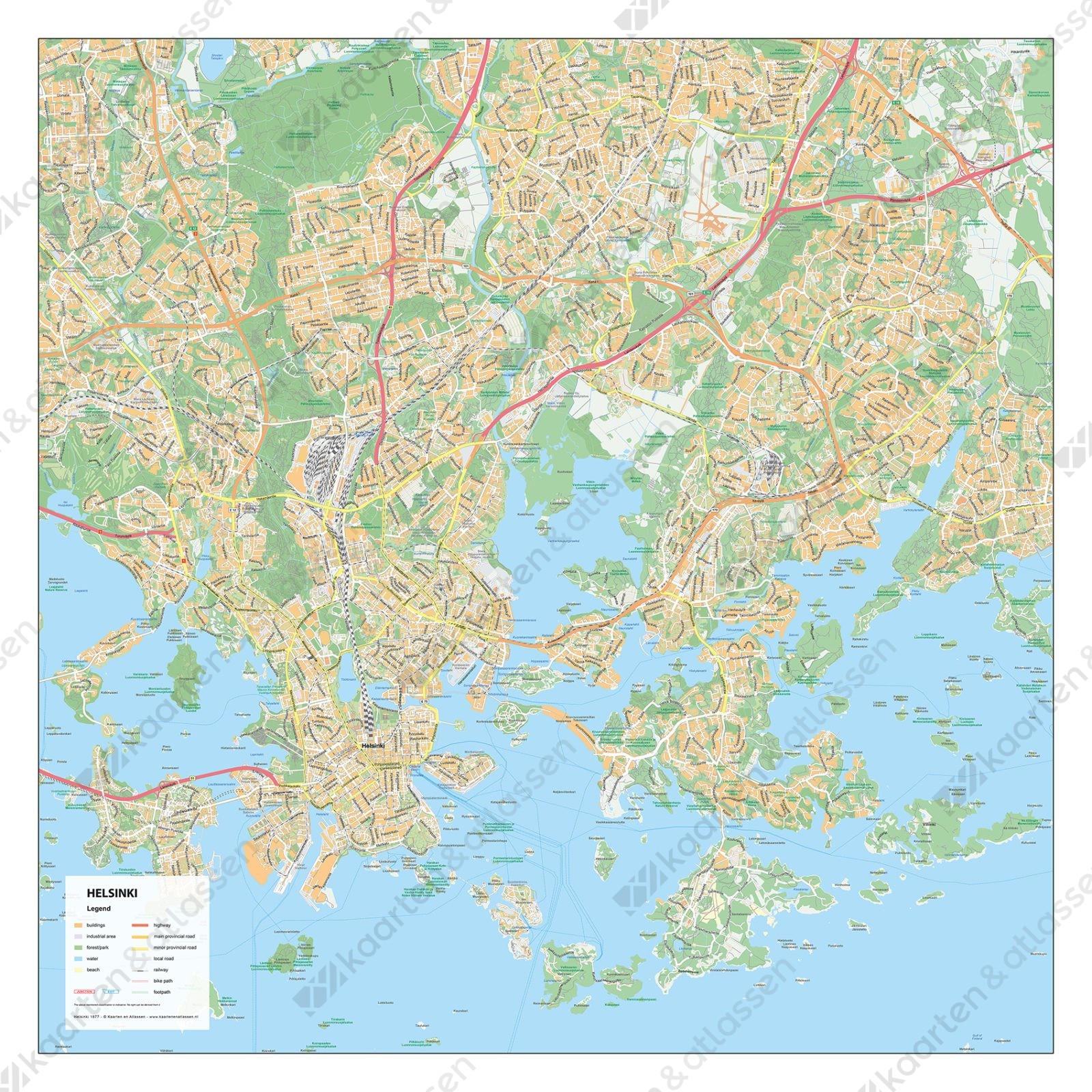 Stadskaart Helsinki Straatnamenkaart