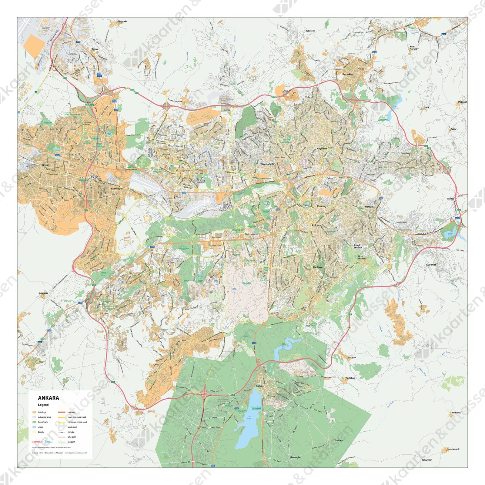 Stadsplattegrond Ankara Straatnamenkaart
