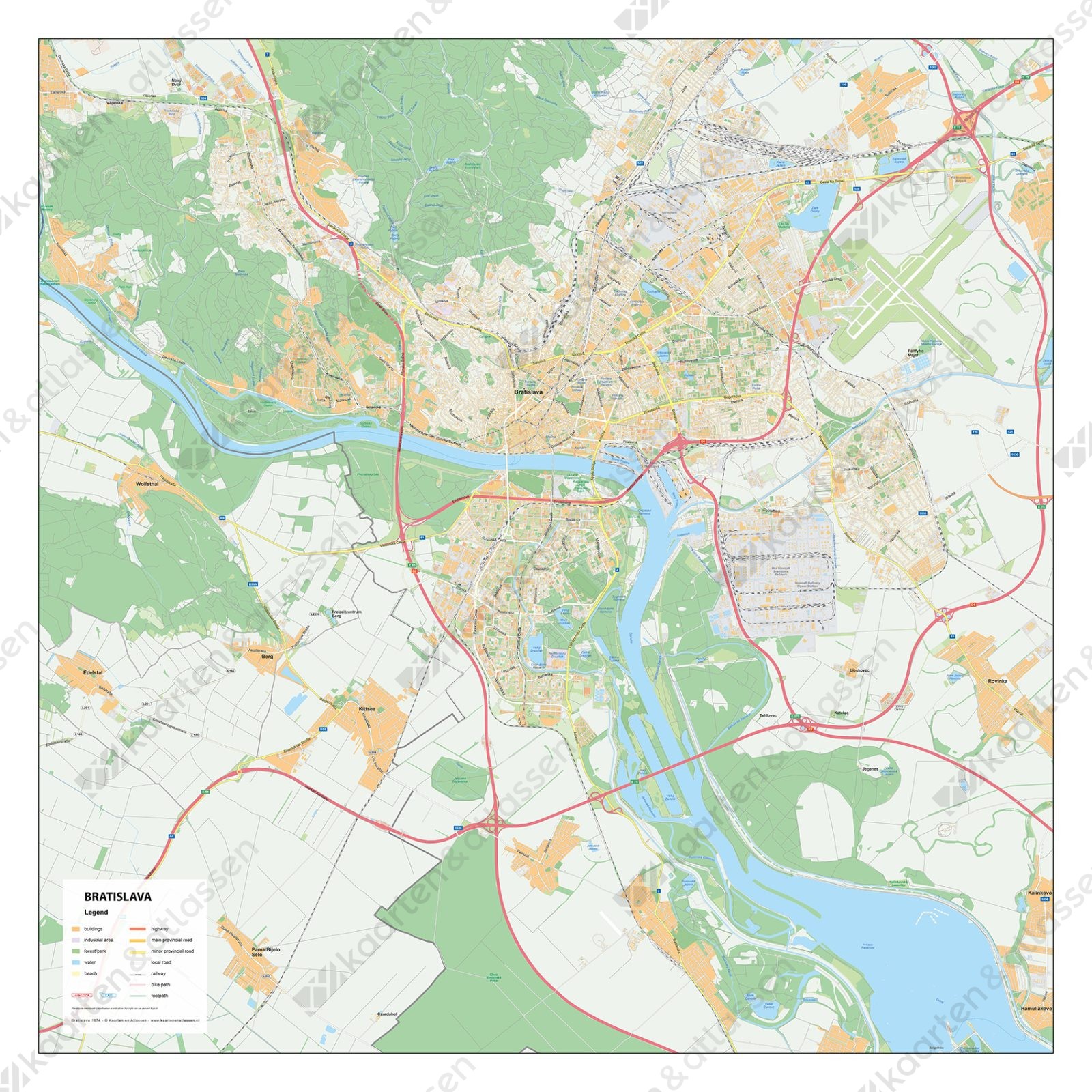 Stadsplattegrond Bratislava Straatnamenkaart