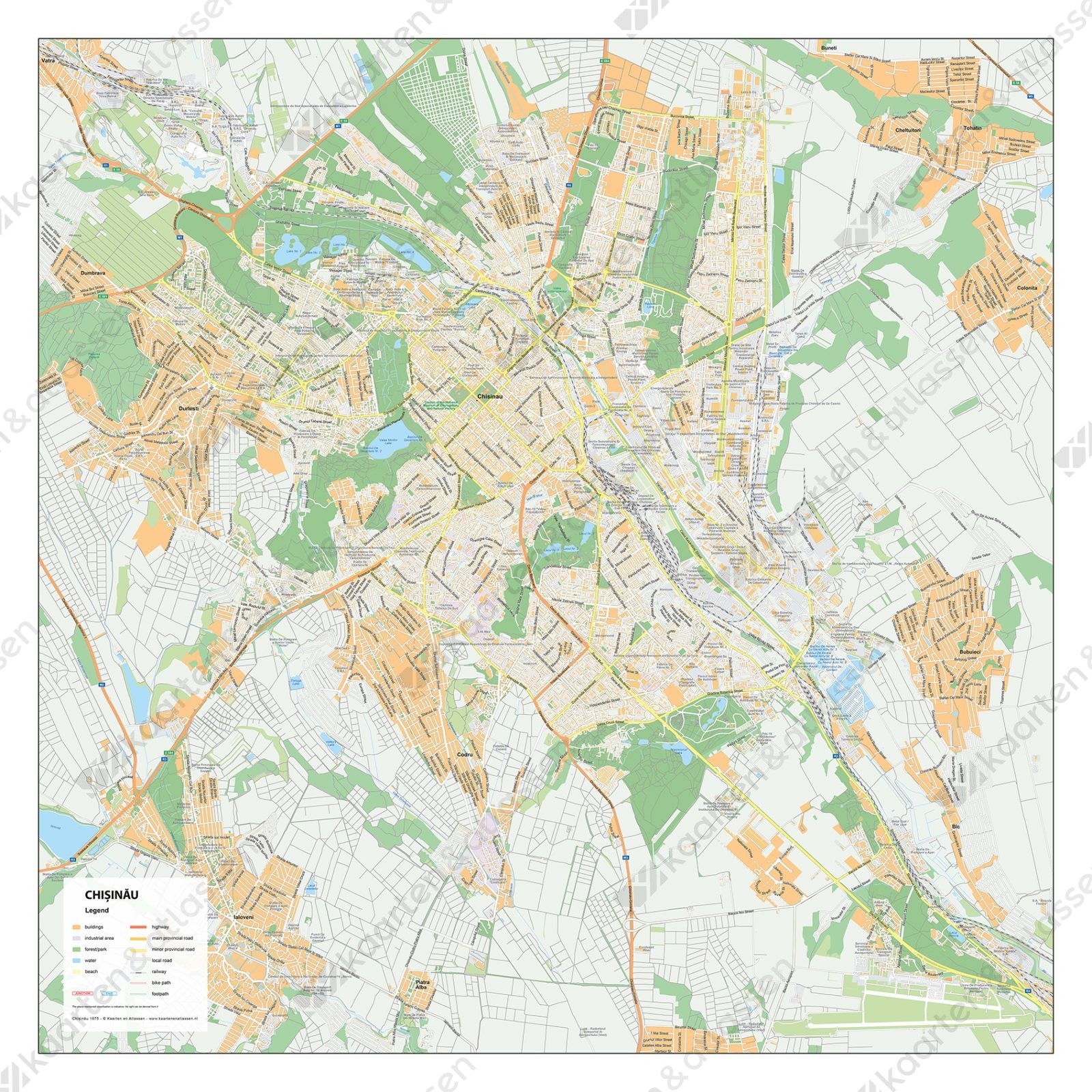 Stadsplattegrond Chișinău Straatnamenkaart