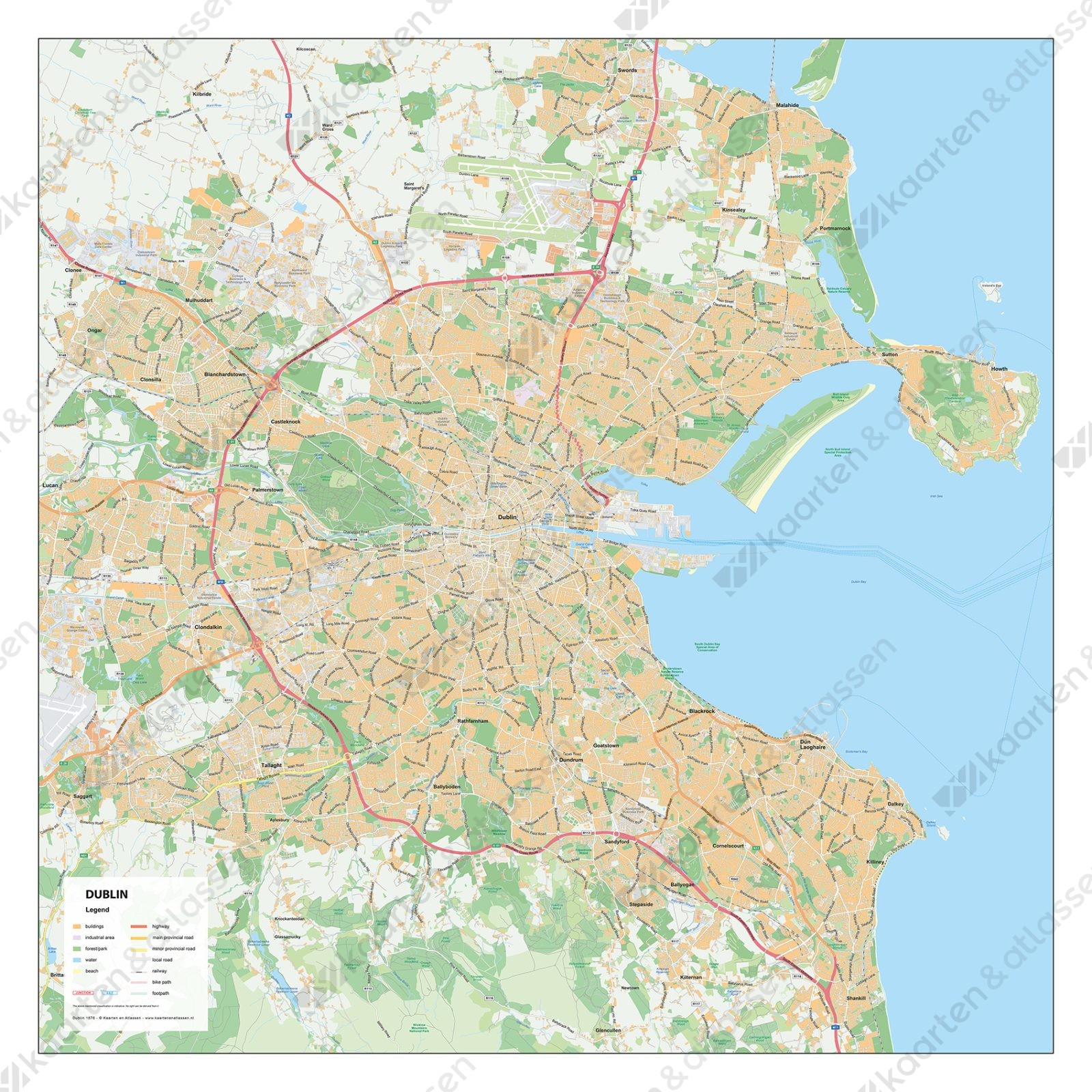 Stadsplattegrond Dublin Straatnamenkaart