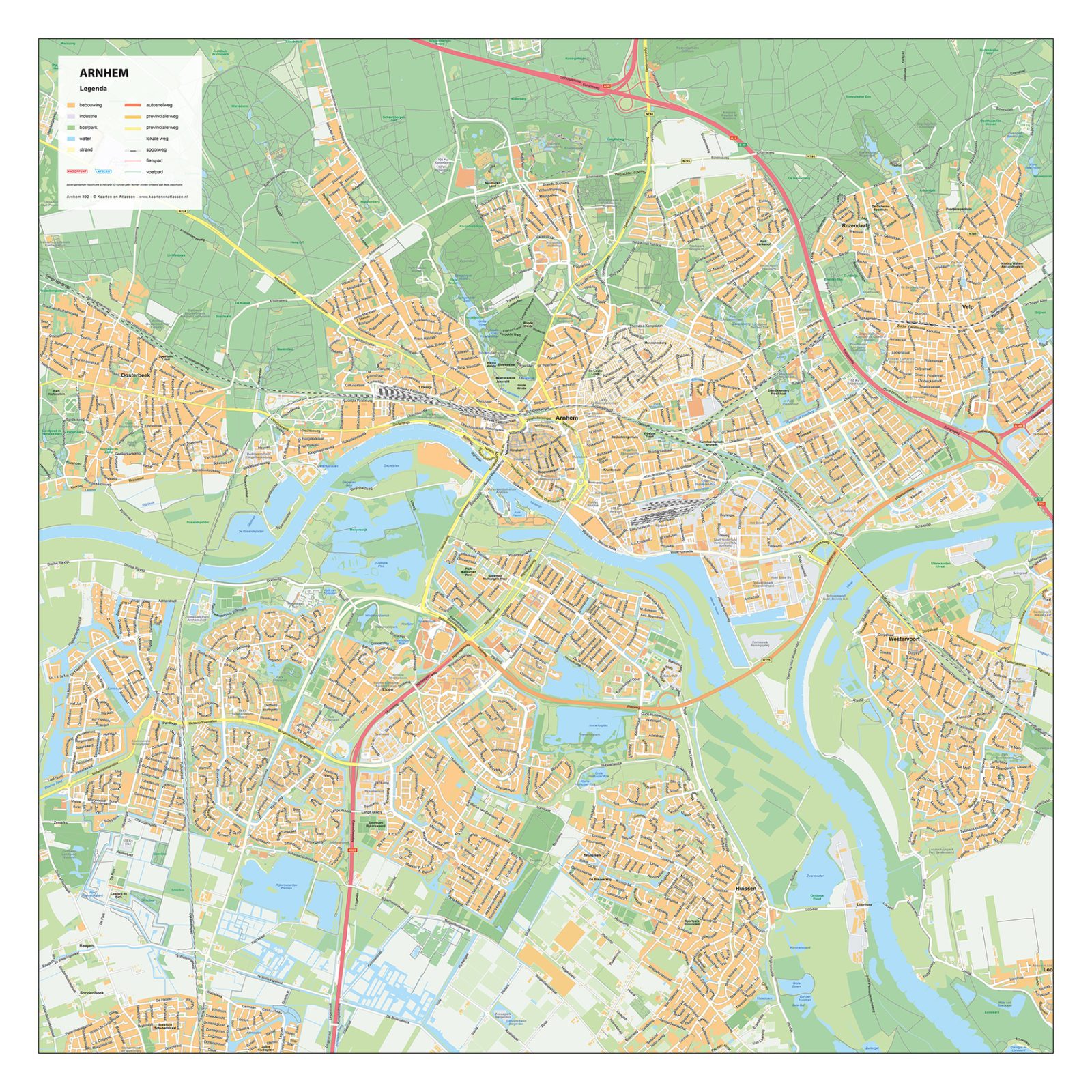 Stadsplattegrond Arnhem Gedetailleerde Kaart