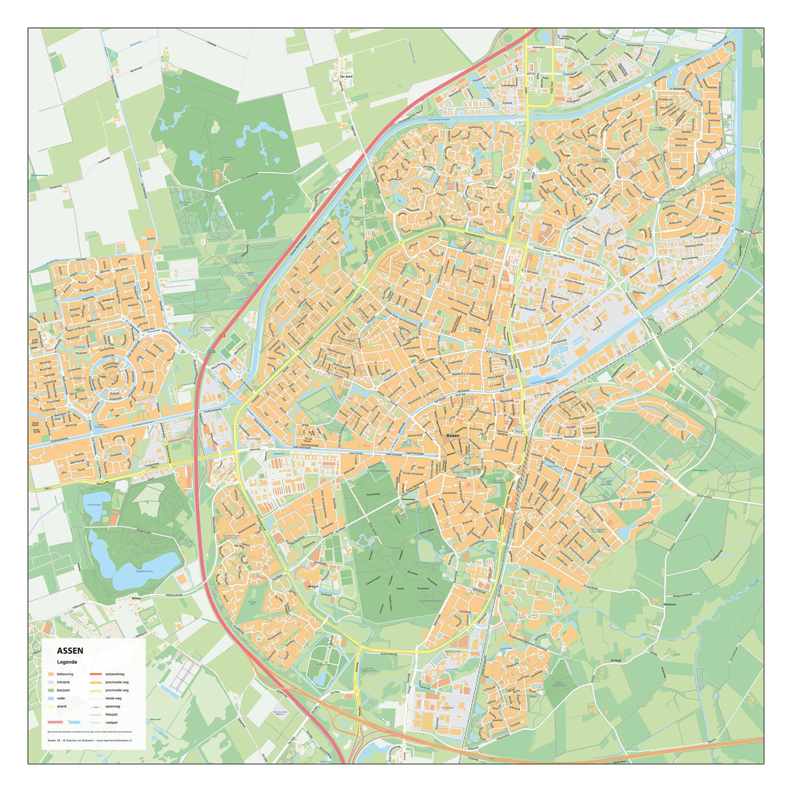 Stadsplattegrond Assen Gedetailleerde Kaart