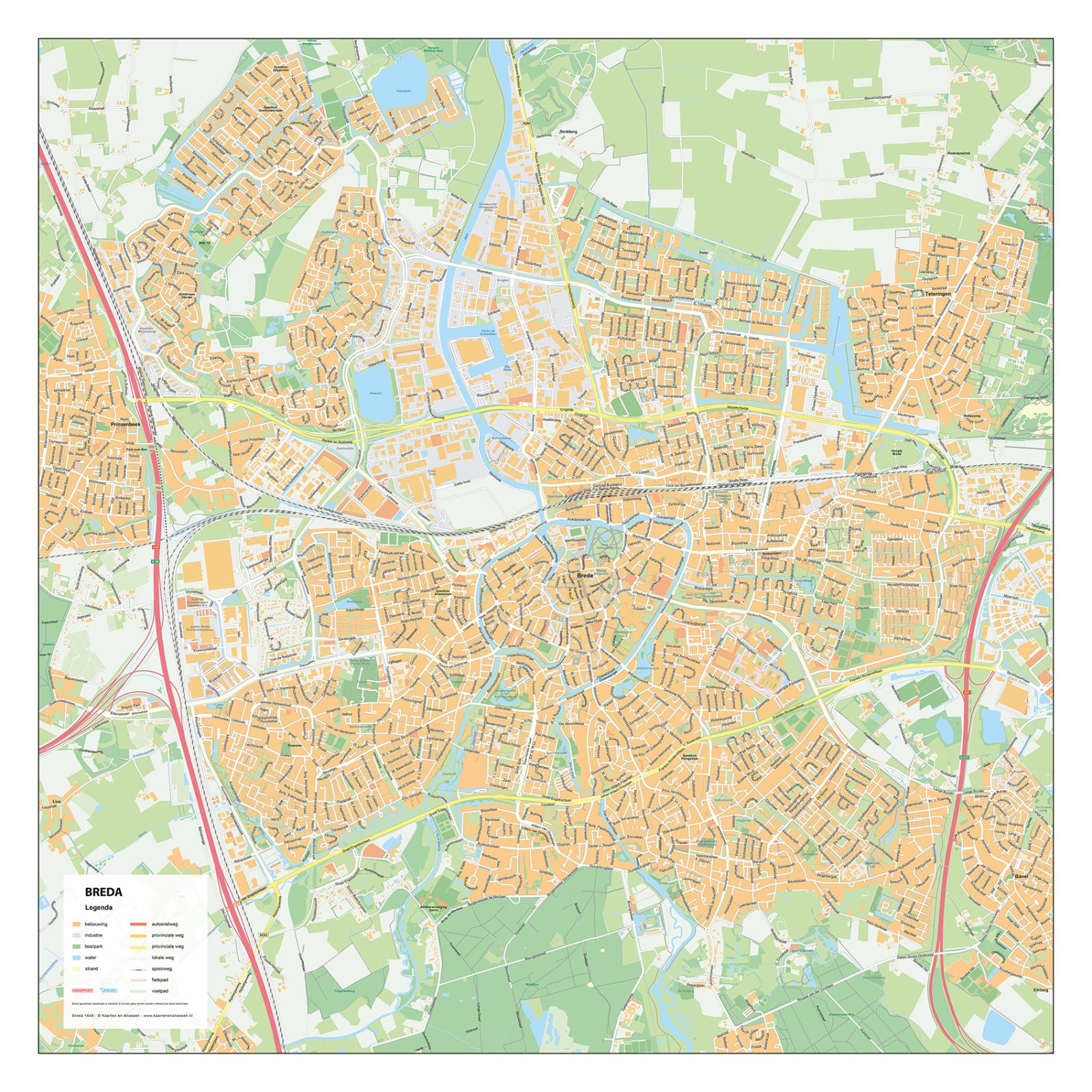 Stadsplattegrond Breda Gedetailleerde Kaart
