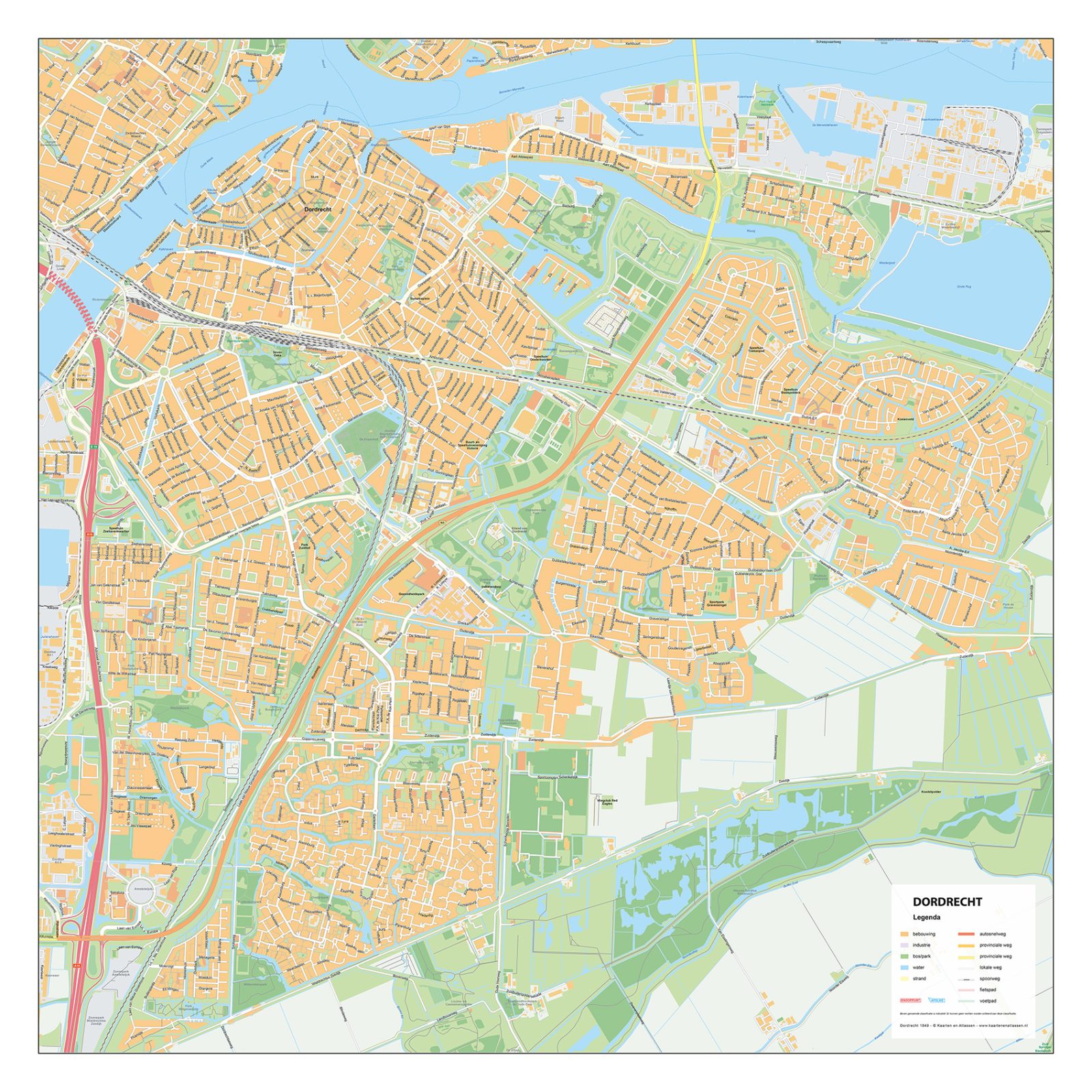 Stadsplattegrond Dordrecht Gedetailleerde Kaart