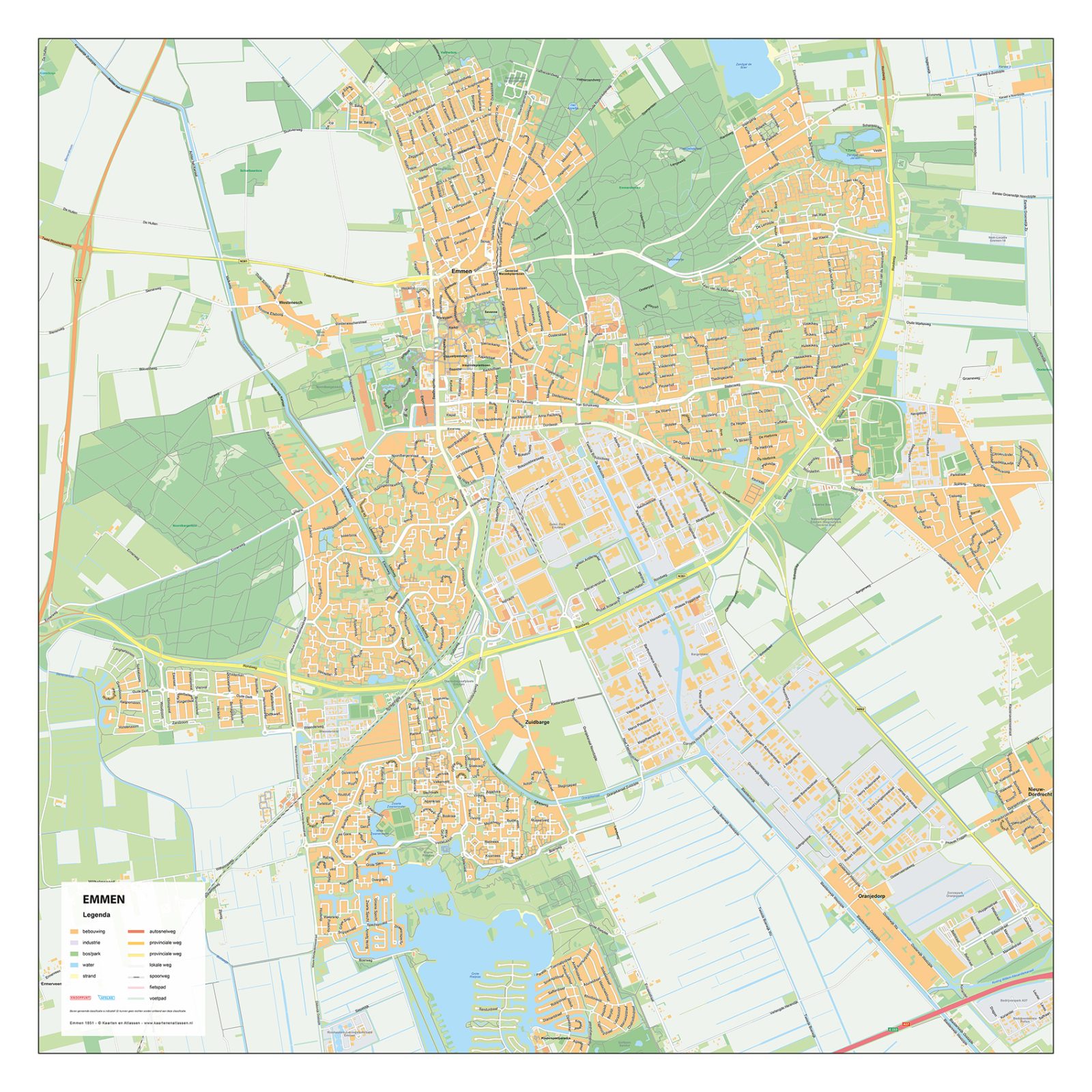 Stadsplattegrond Emmen Gedetailleerde Kaart
