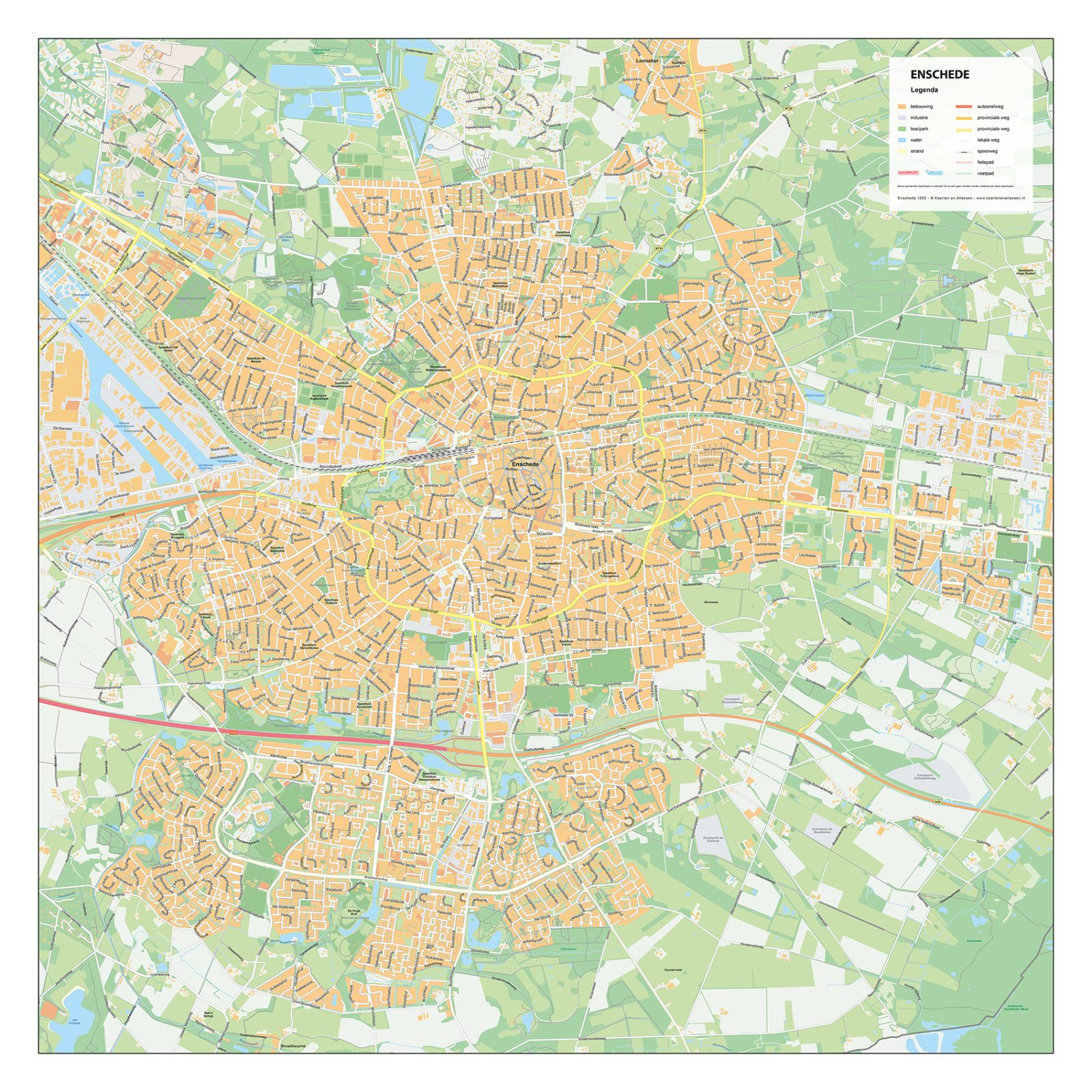 Stadsplattegrond Enschede Gedetailleerde Kaart