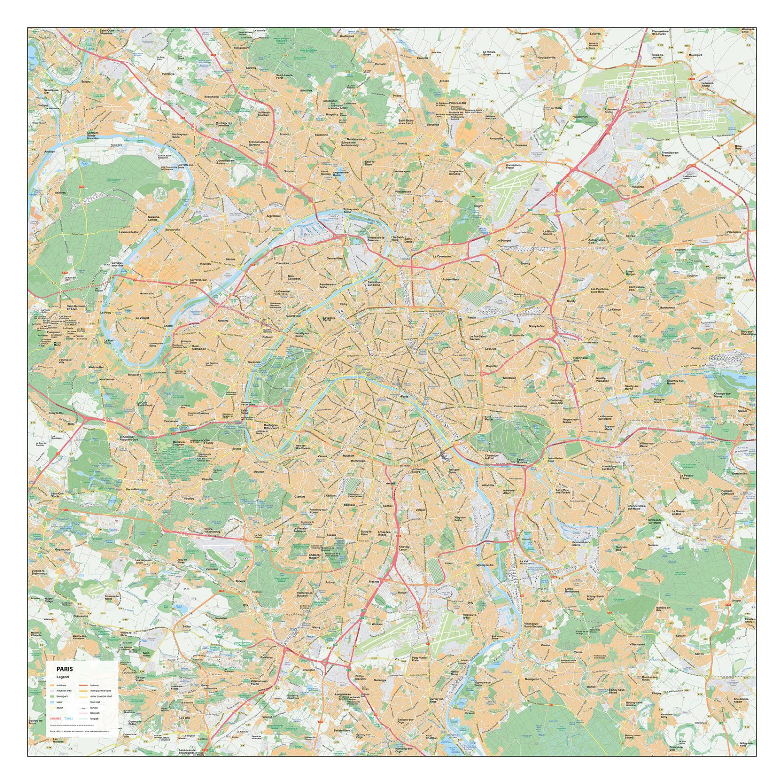Stadskaart Groot Parijs Paris Stadsplattegrond