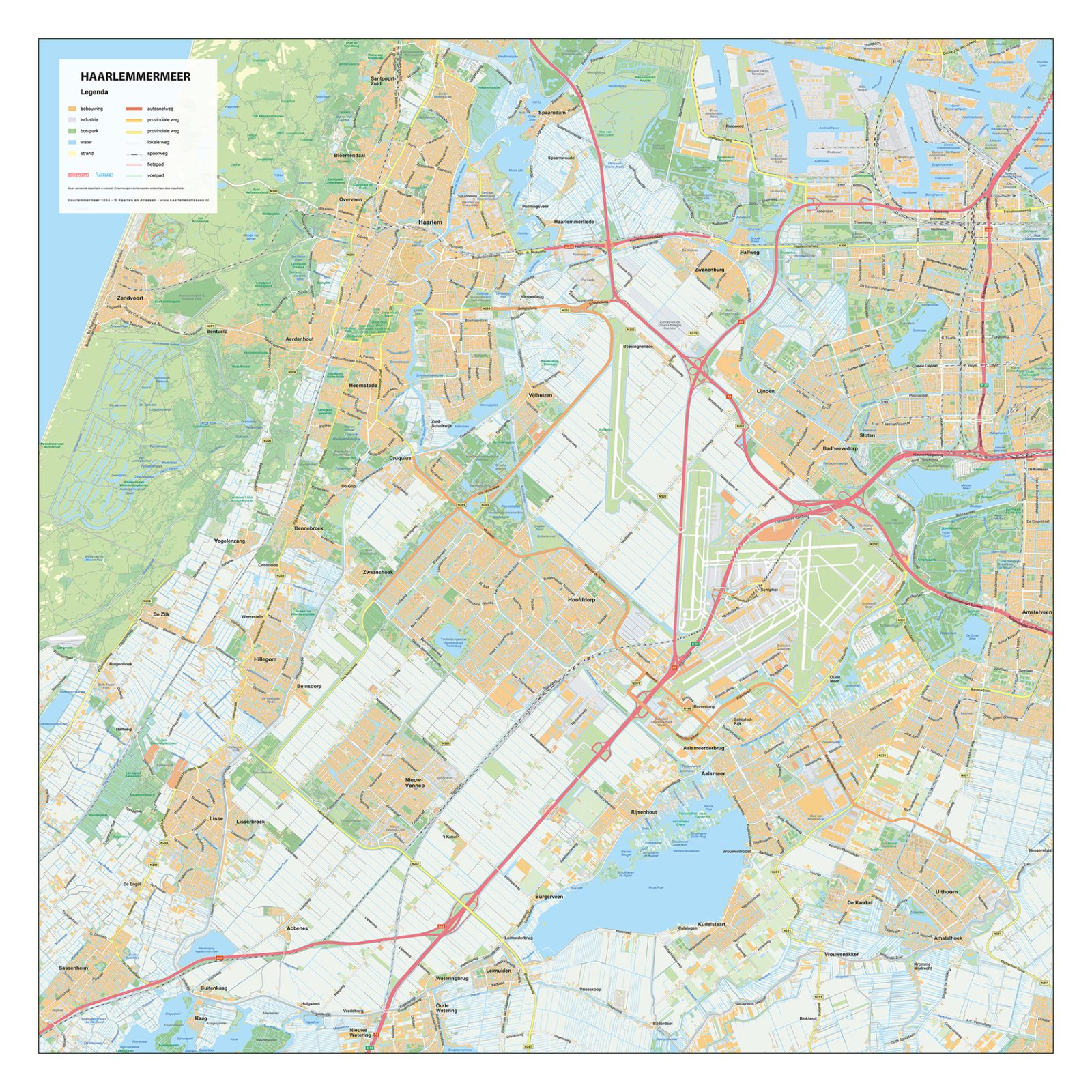 Stadsplattegrond Haarlemmermeer Gedetailleerde Kaart