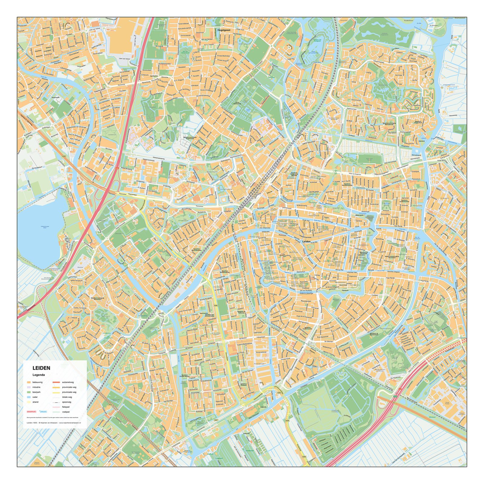 Stadsplattegrond Leiden Gedetailleerde Kaart