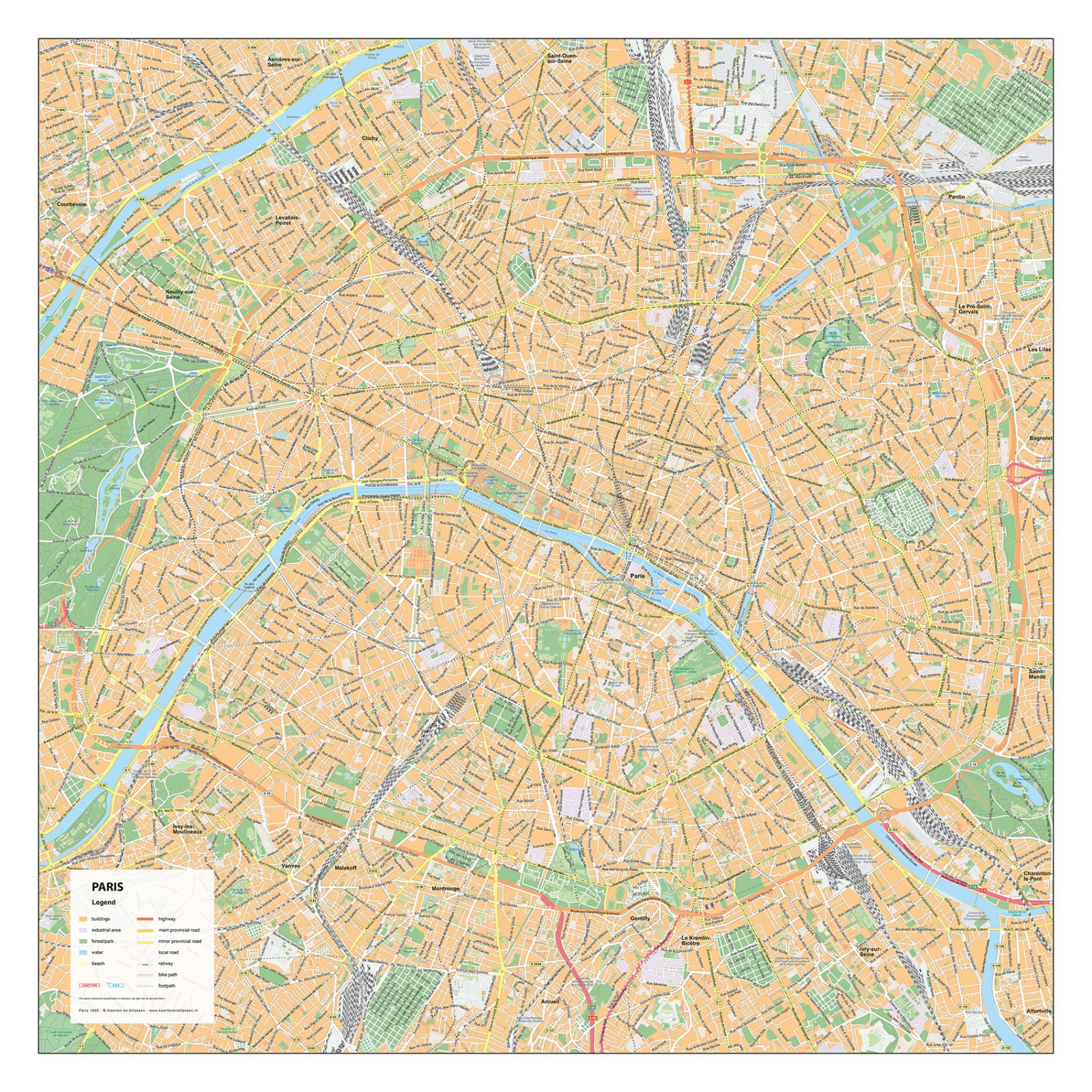 Stadskaart Parijs Citymap Paris Stadsplattegrond