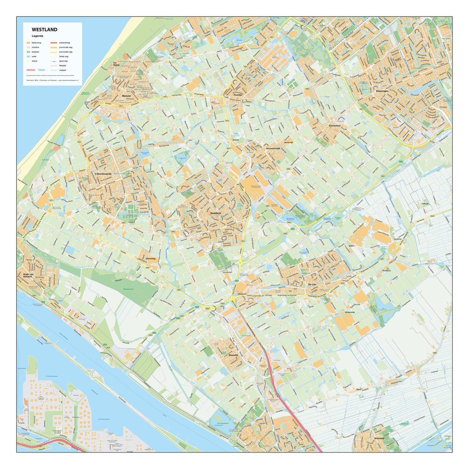 Stadsplattegrond Westland Gedetailleerde Kaart