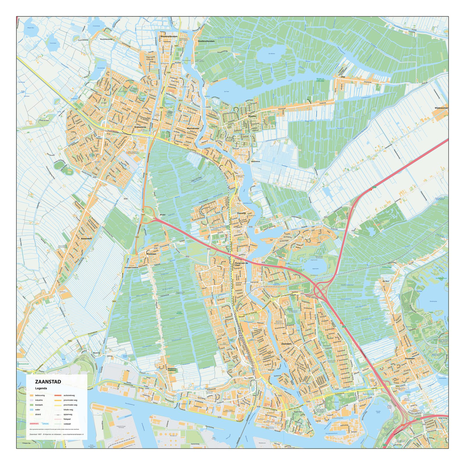 Stadsplattegrond Zaanstad Gedetailleerde Kaart