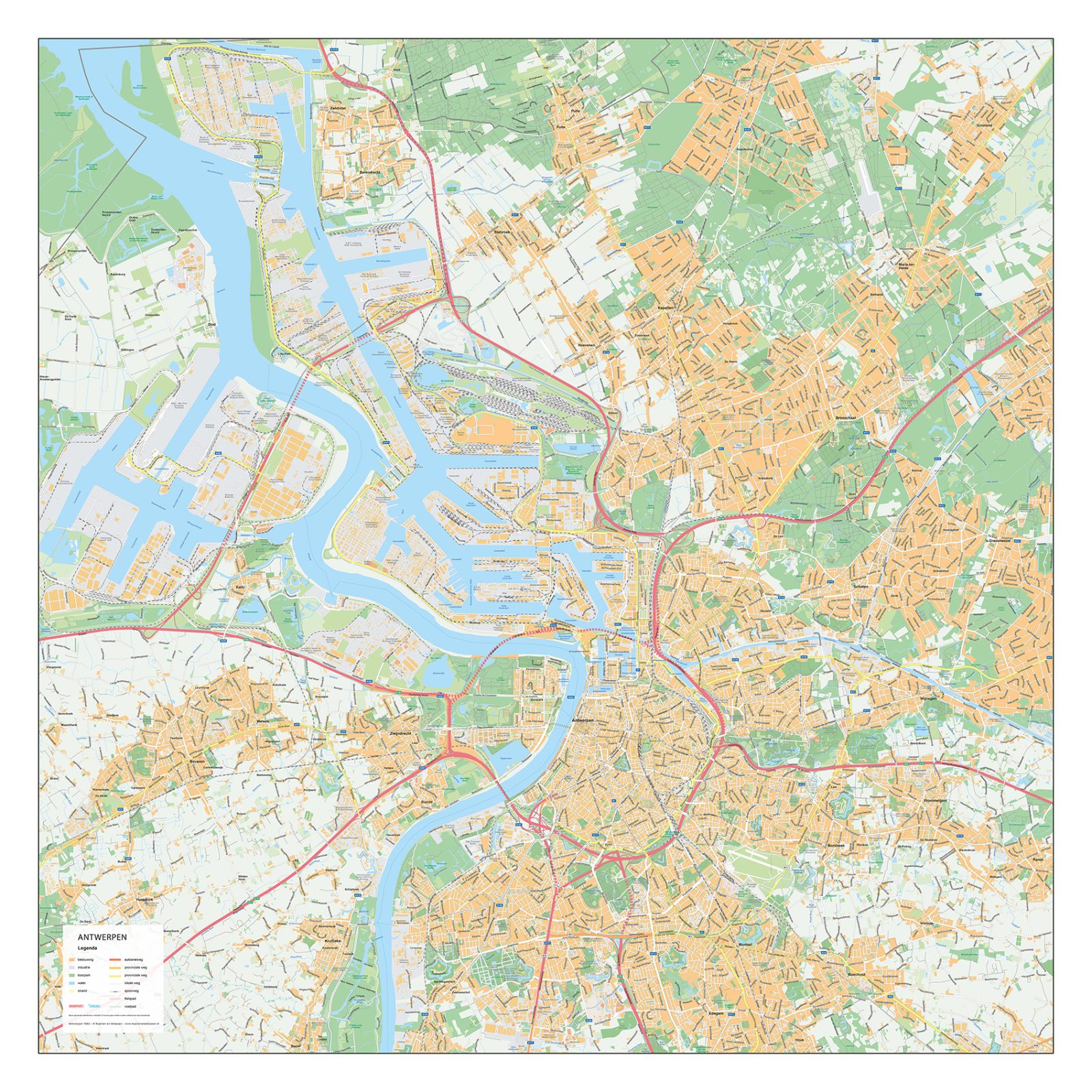 Gedetailleerde Stadskaart Groot Antwerpen