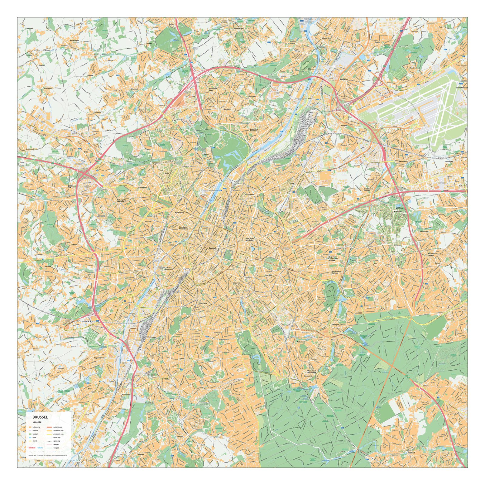 Gedetailleerde Stadskaart Groot Brussel