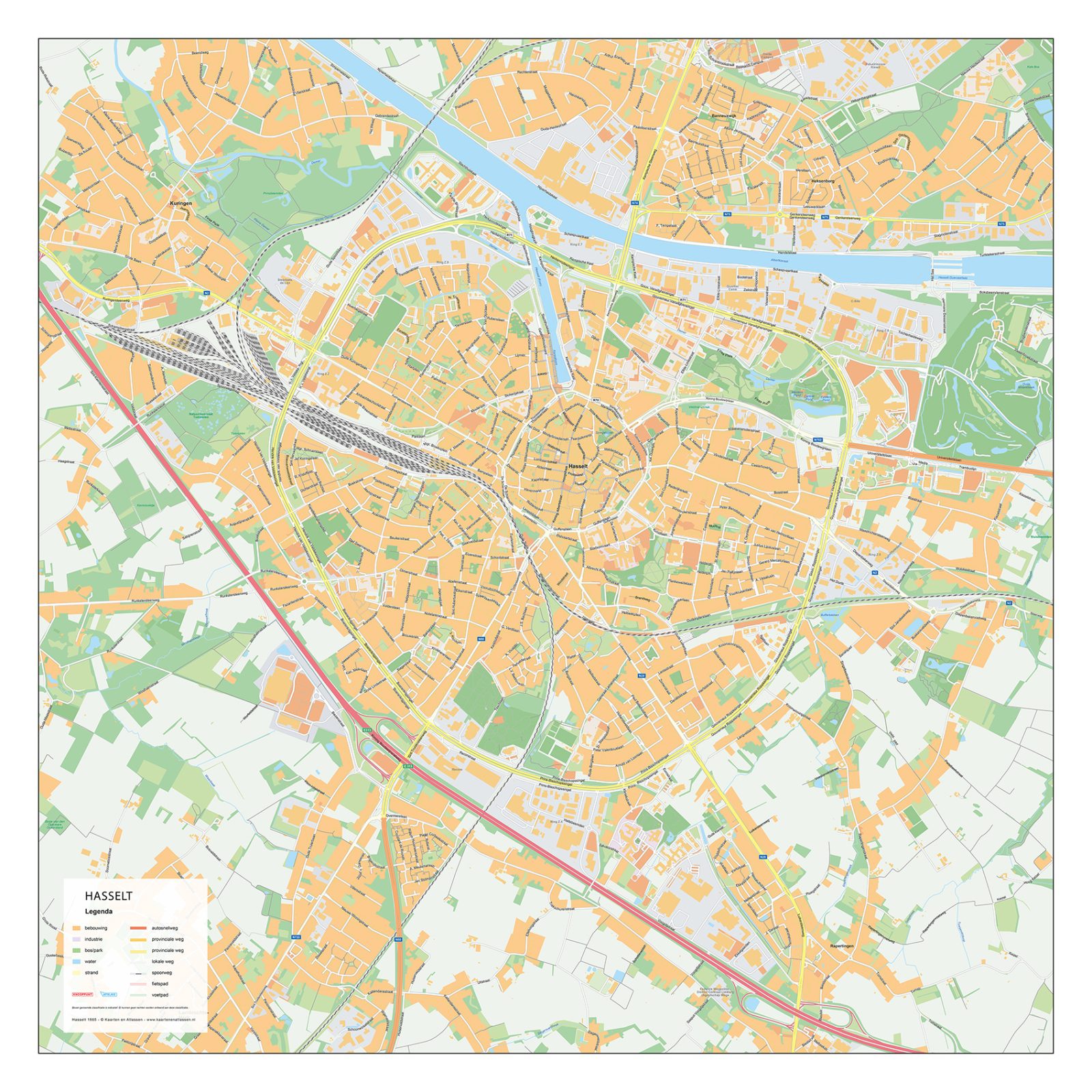 Gedetailleerde Straatnamenkaart Hasselt