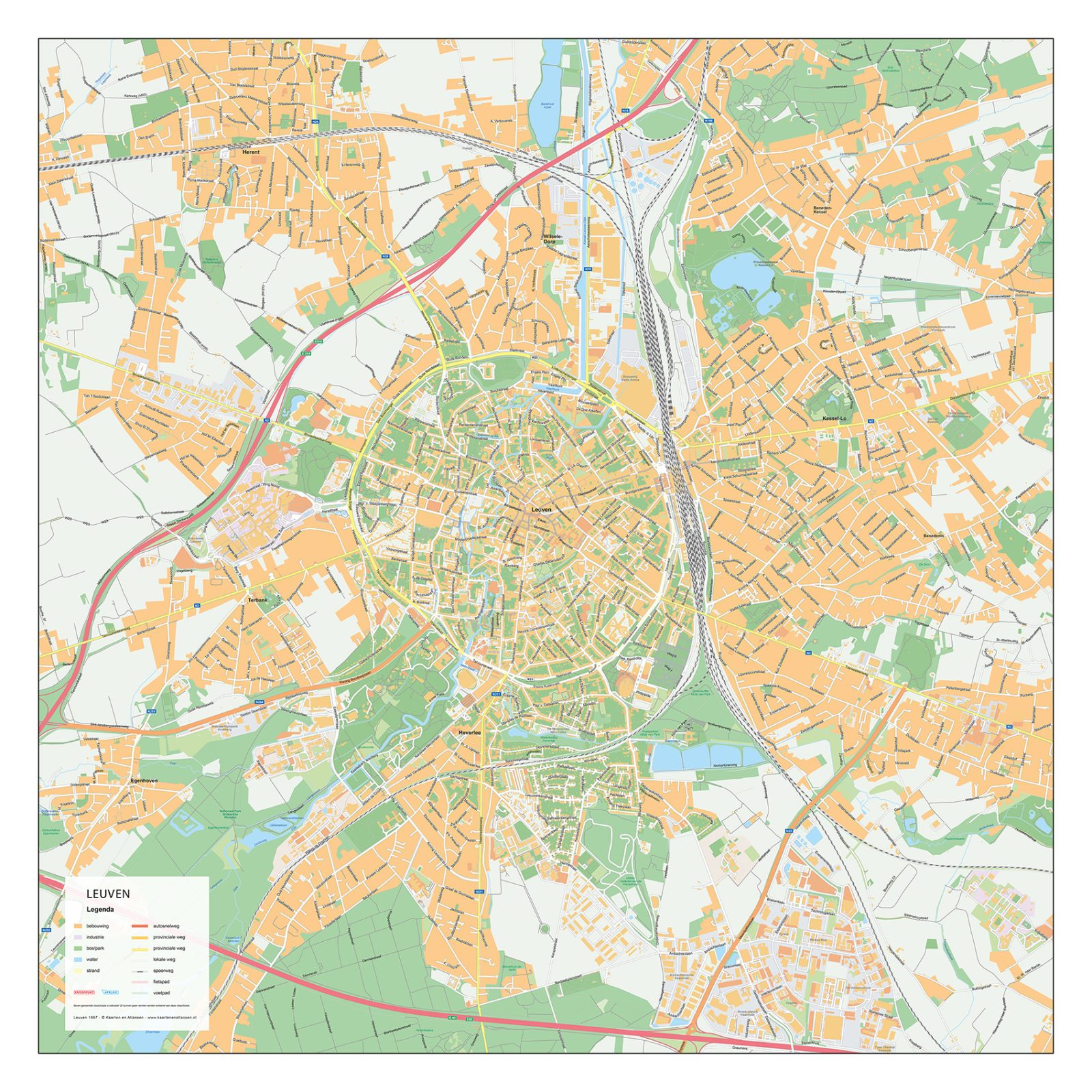 Gedetailleerde Straatnamenkaart Leuven