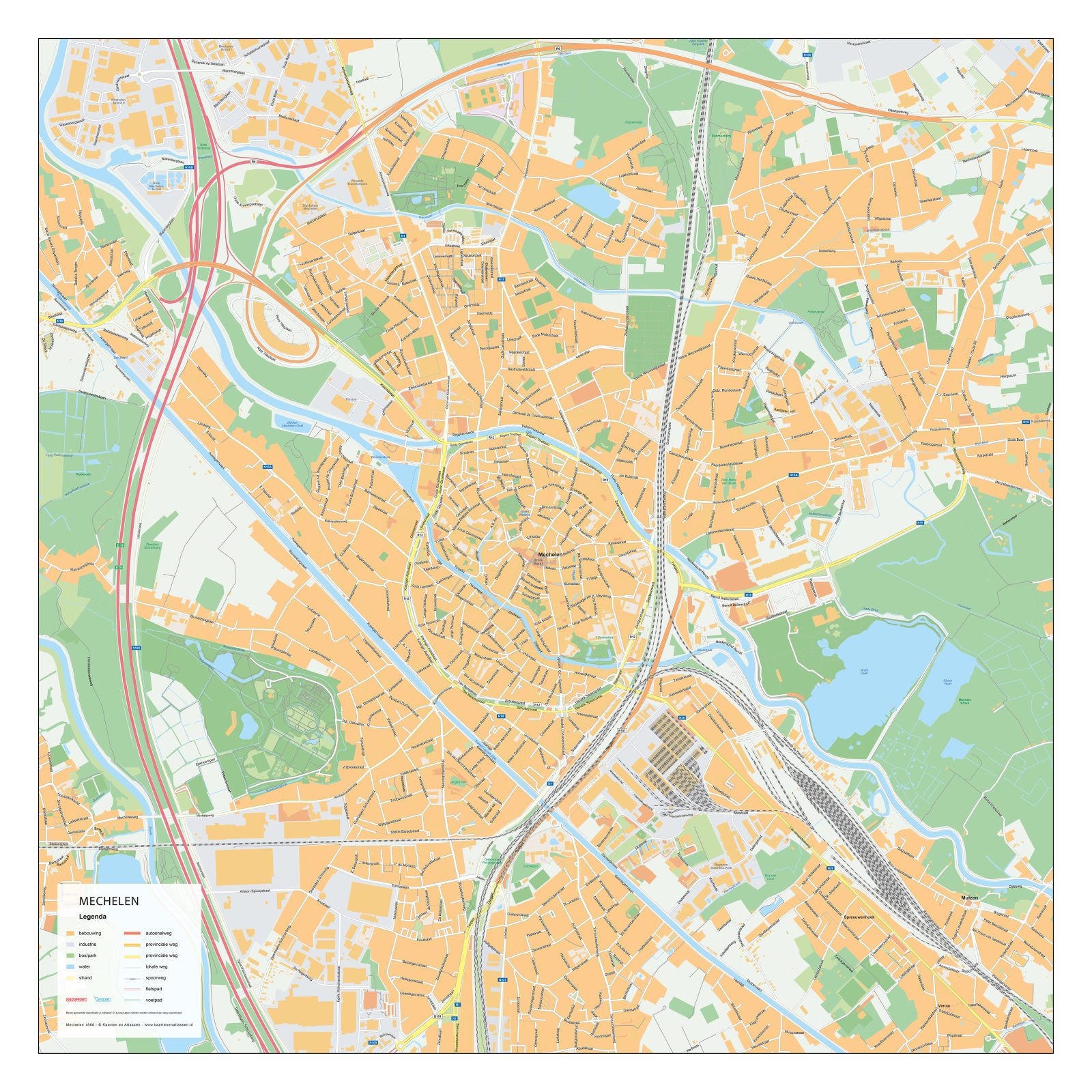 Gedetailleerde Straatnamenkaart Mechelen