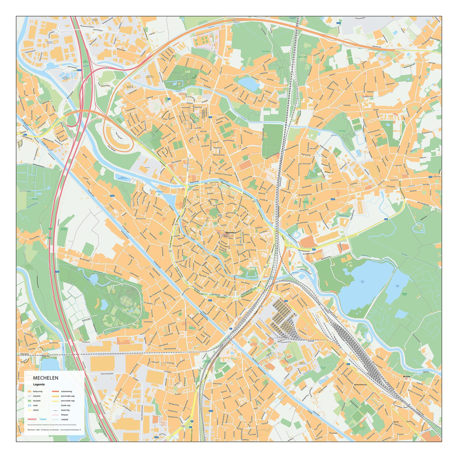 Gedetailleerde Straatnamenkaart Mechelen