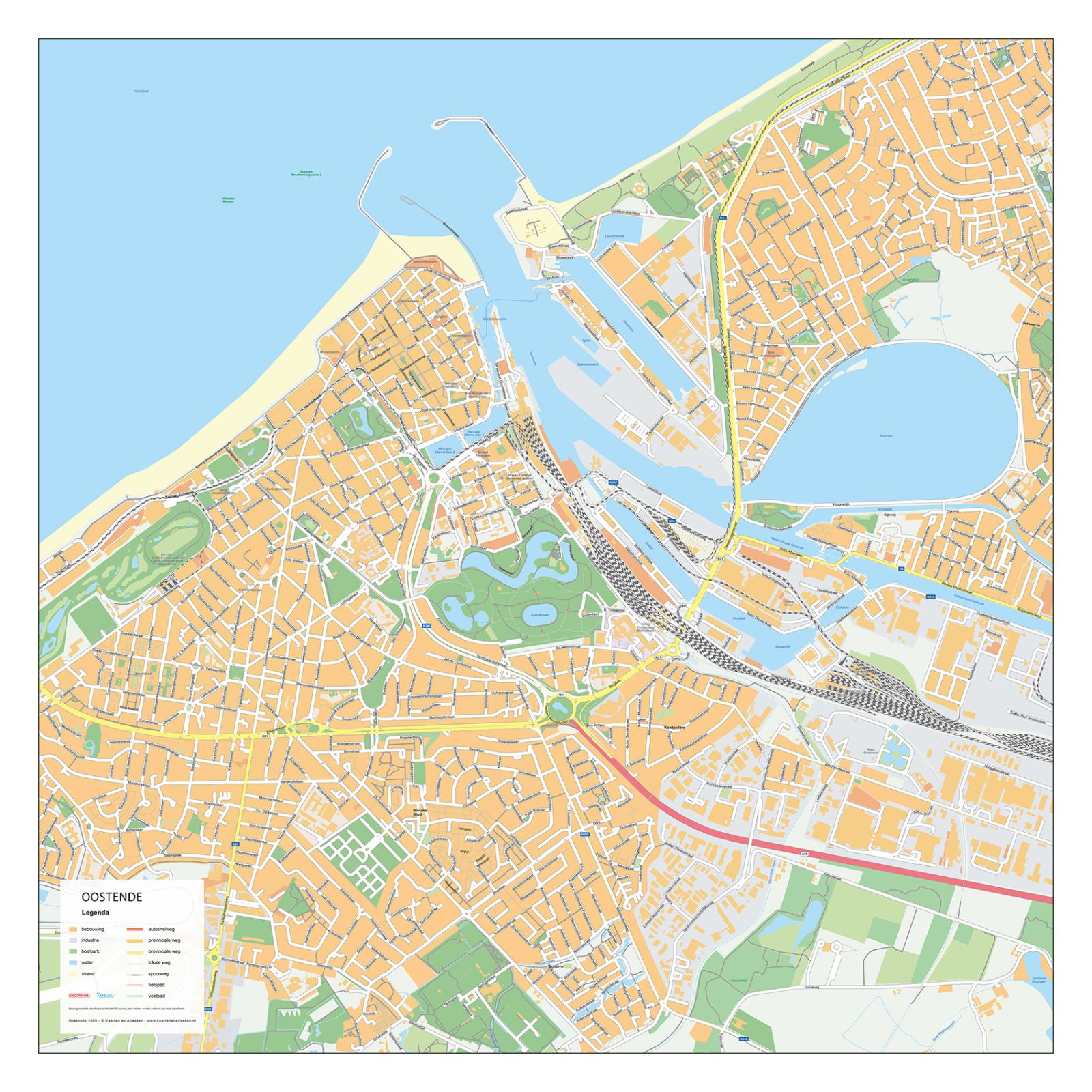 Gedetailleerde Straatnamenkaart Oostende
