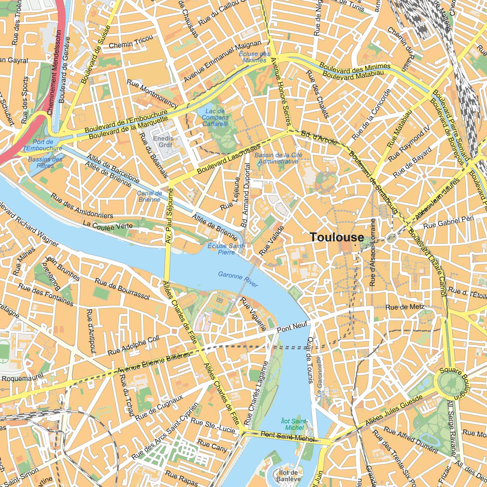 Kaart Toulouse detail
