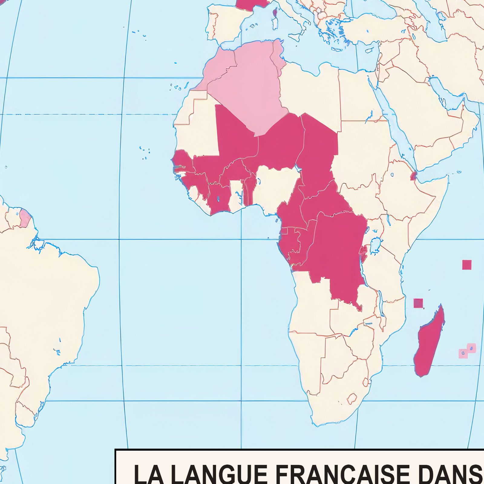 Franstalige wereldkaart detail