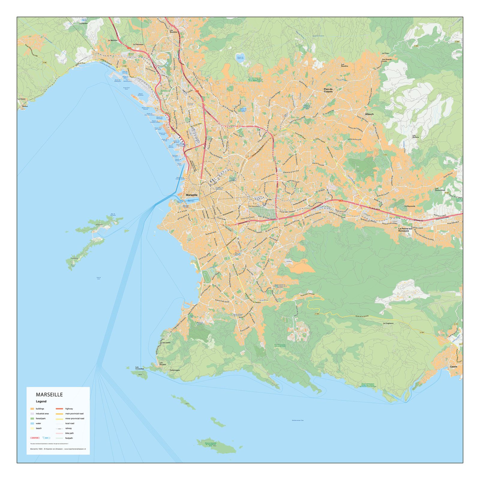 Stadsplattegrond Marseille Straatnamenkaart