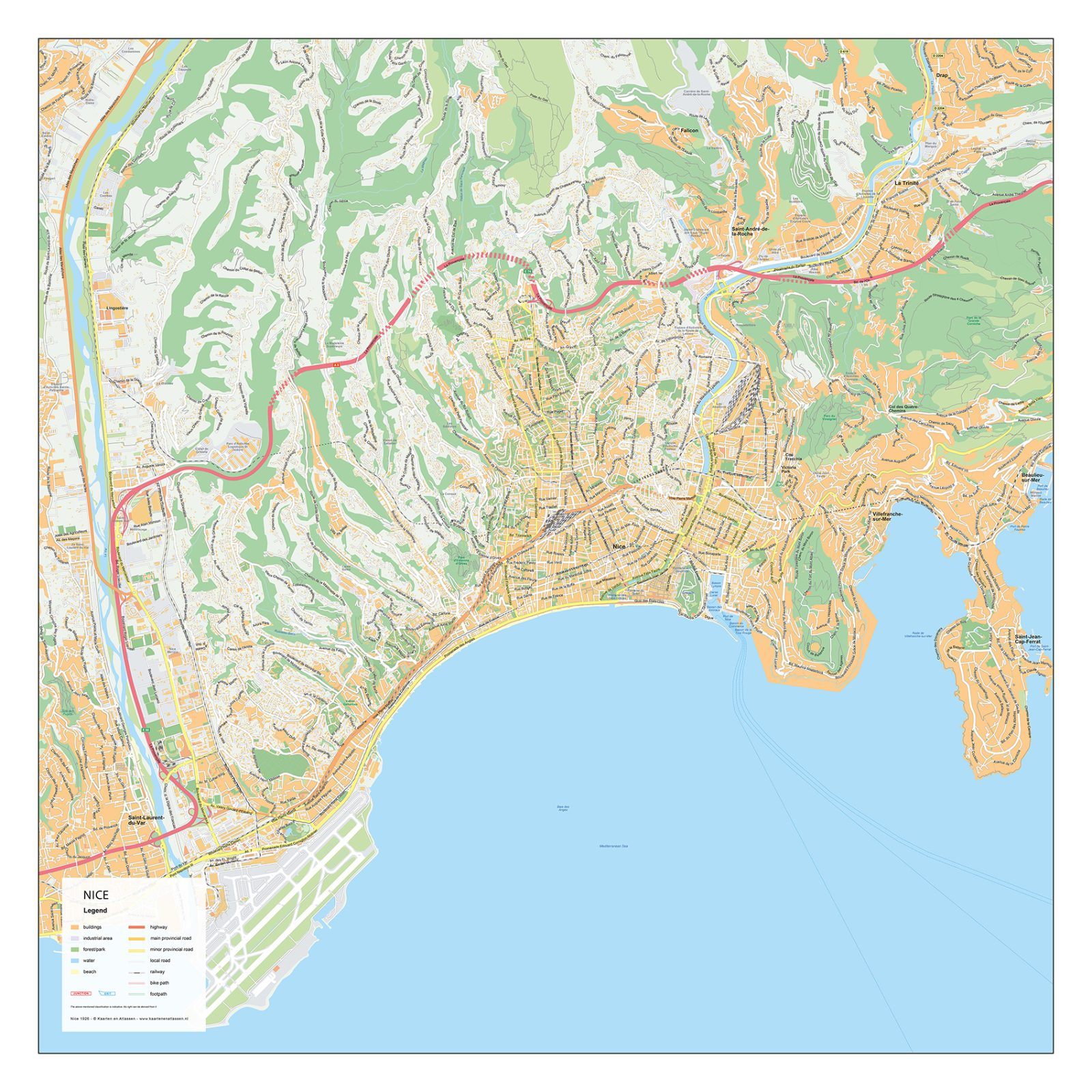 Stadsplattegrond Nice Straatnamenkaart