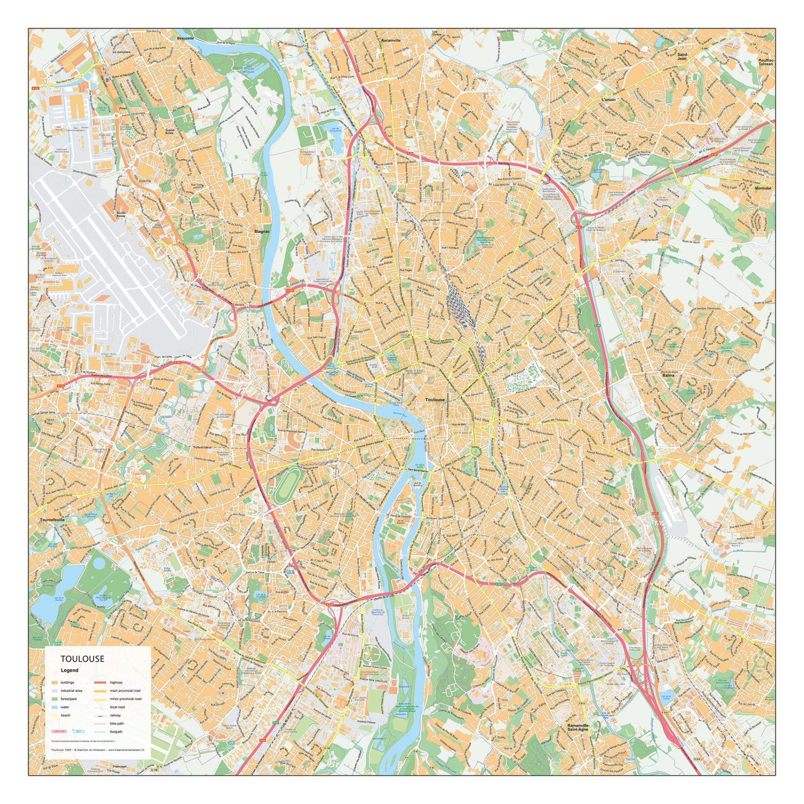 Stadskaart Toulouse Straatnamenkaart