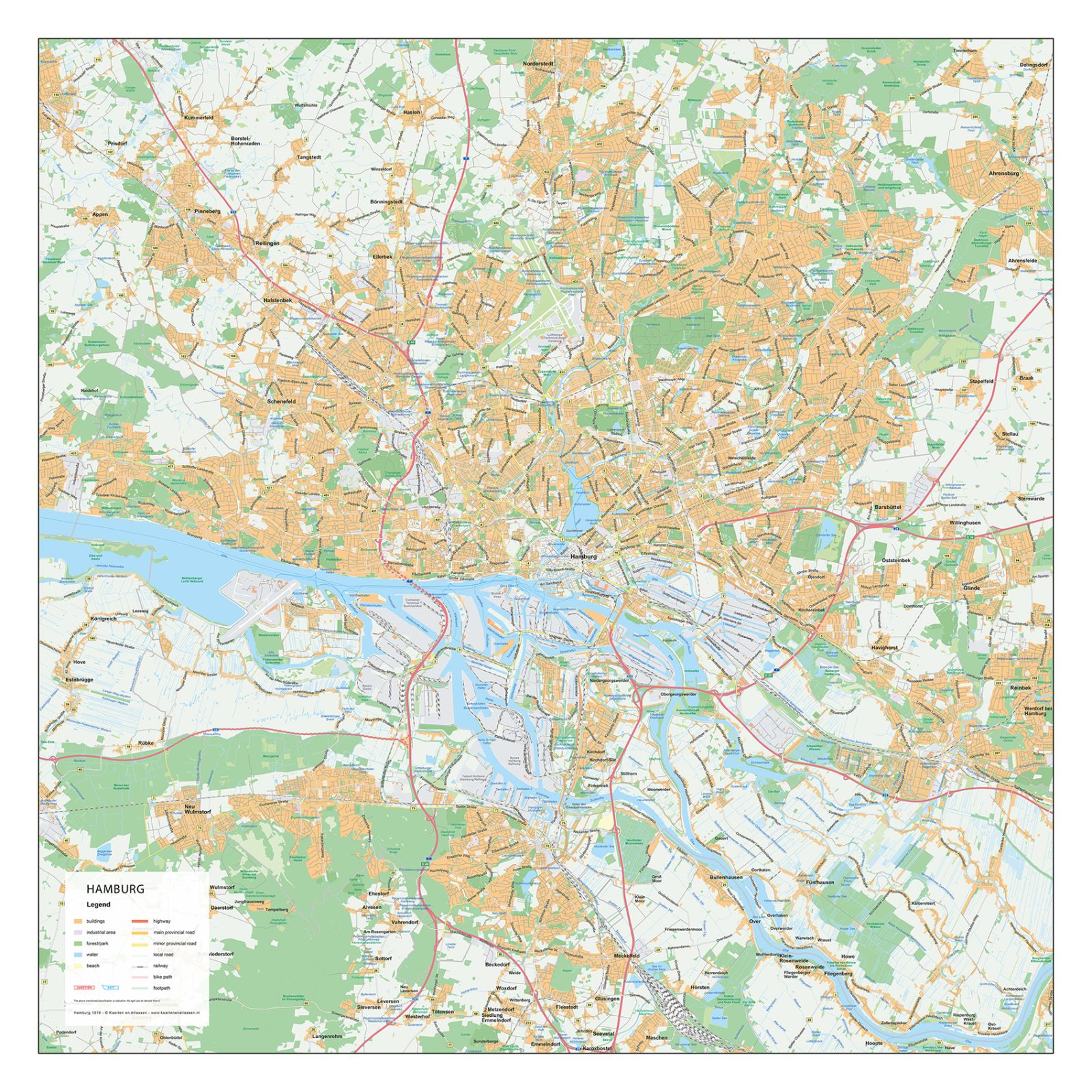 Stadsplattegrond Hamburg Straatnamenkaart
