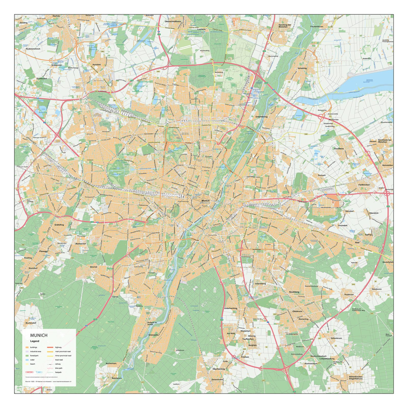 Straatnamenkaart München / Munich Stadskaart