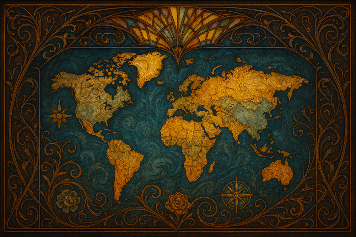 Wereldkaart Art Nouveau