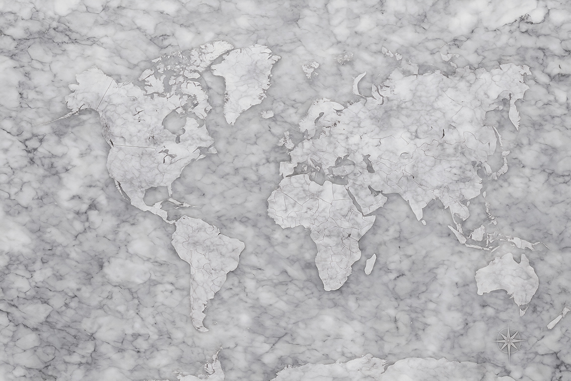 Wereldkaart Marmer grijs