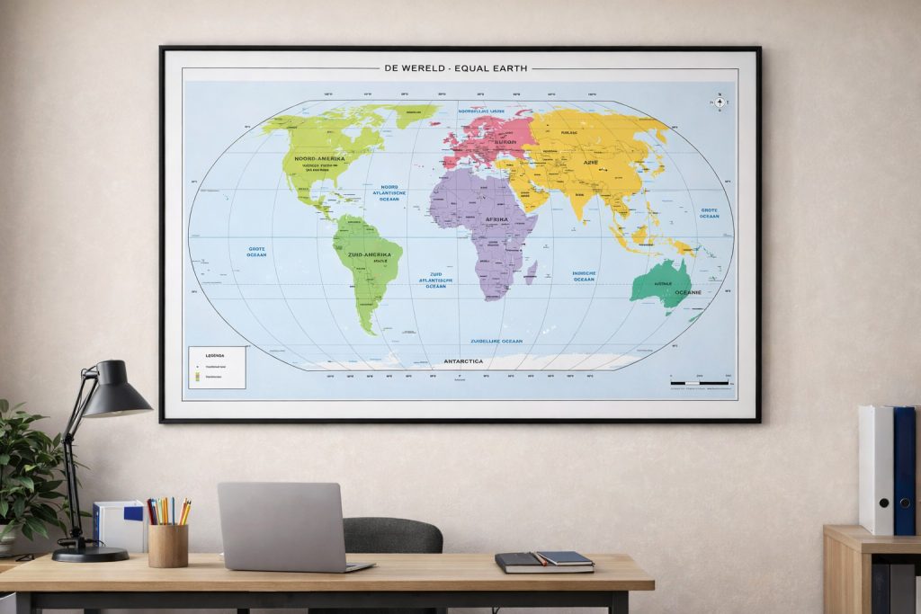 ingelijste kaart met zwarte houten rand