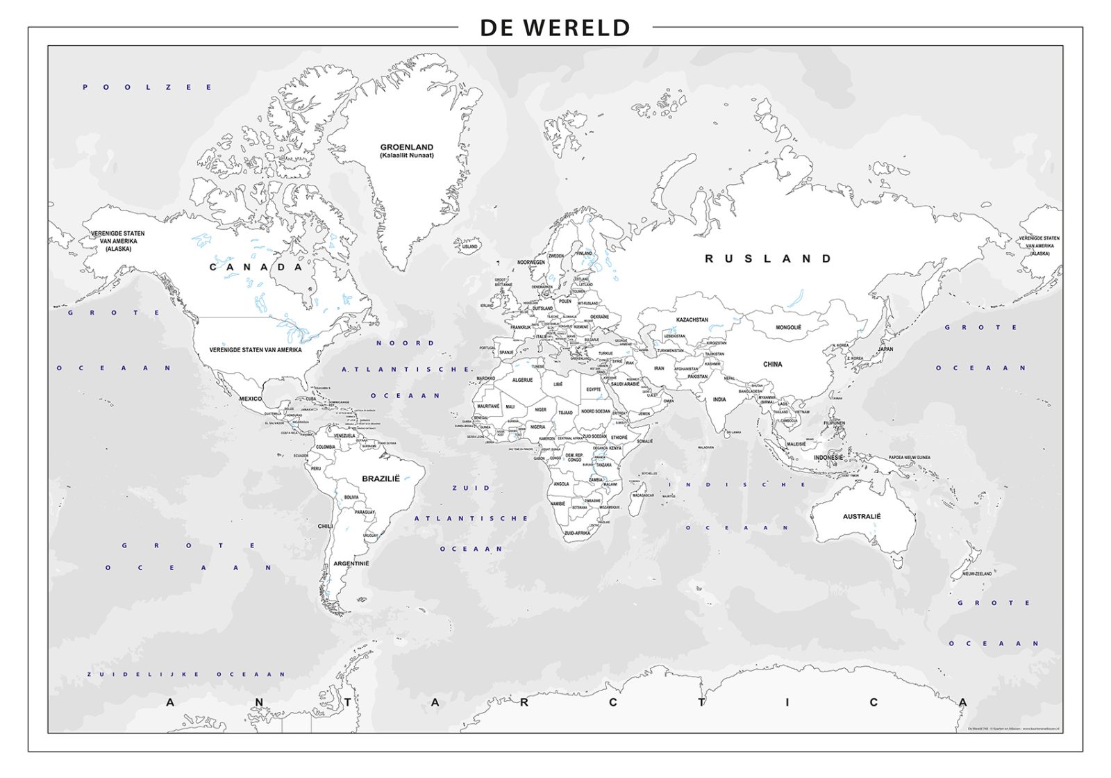 Wereldkaart inkleurbaar 748