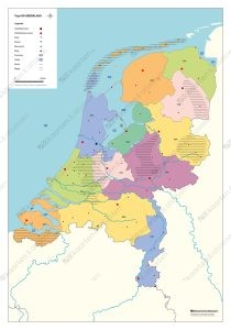 Blinde kaart uit de topo100 serie staatkundige kaart van Nederland