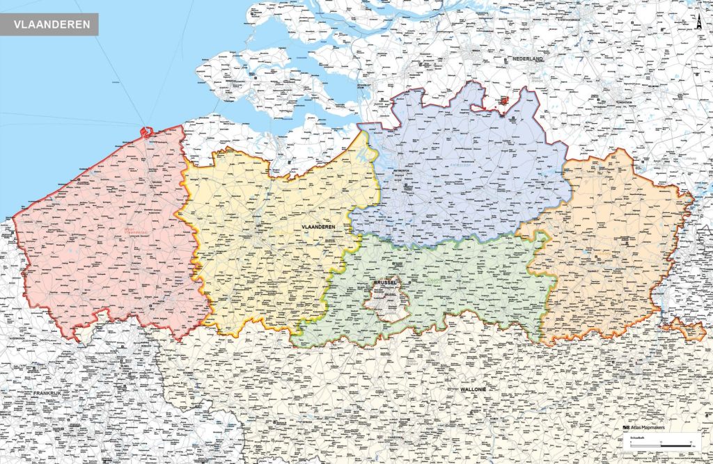 België streekkaarten overzicht, kaart 1751 staatkundig vlaanderen