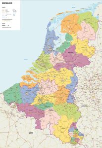 Benelux overzicht, kaart 1814 staatkundig