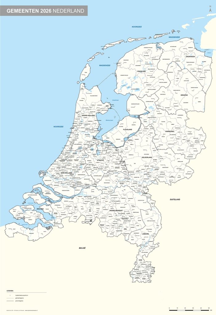 Gemeentekaarten Nederland overzicht, kaart 305 eenvoudig