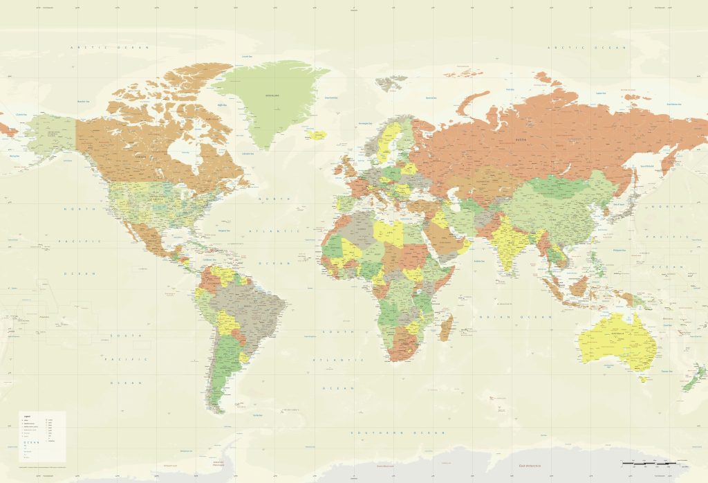 Grote wereldkaarten overzicht, Kaart 1768 engelstalig staatkundig
