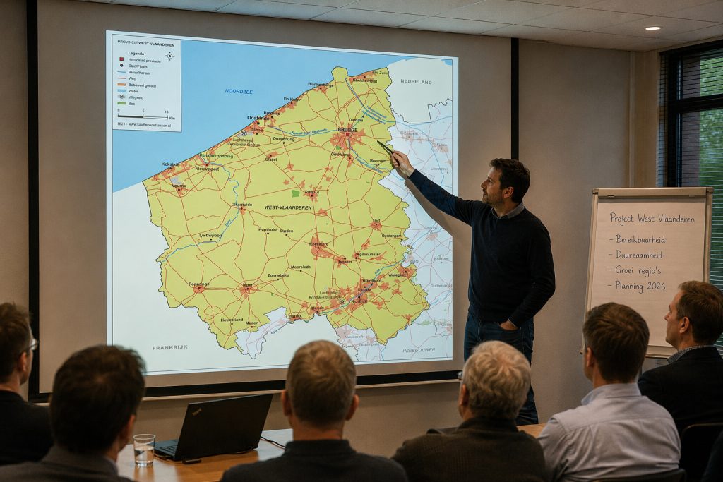 JPEG versie van schoolkaart provincie West-Vlaanderen 1821 gebruikt in een presentatie