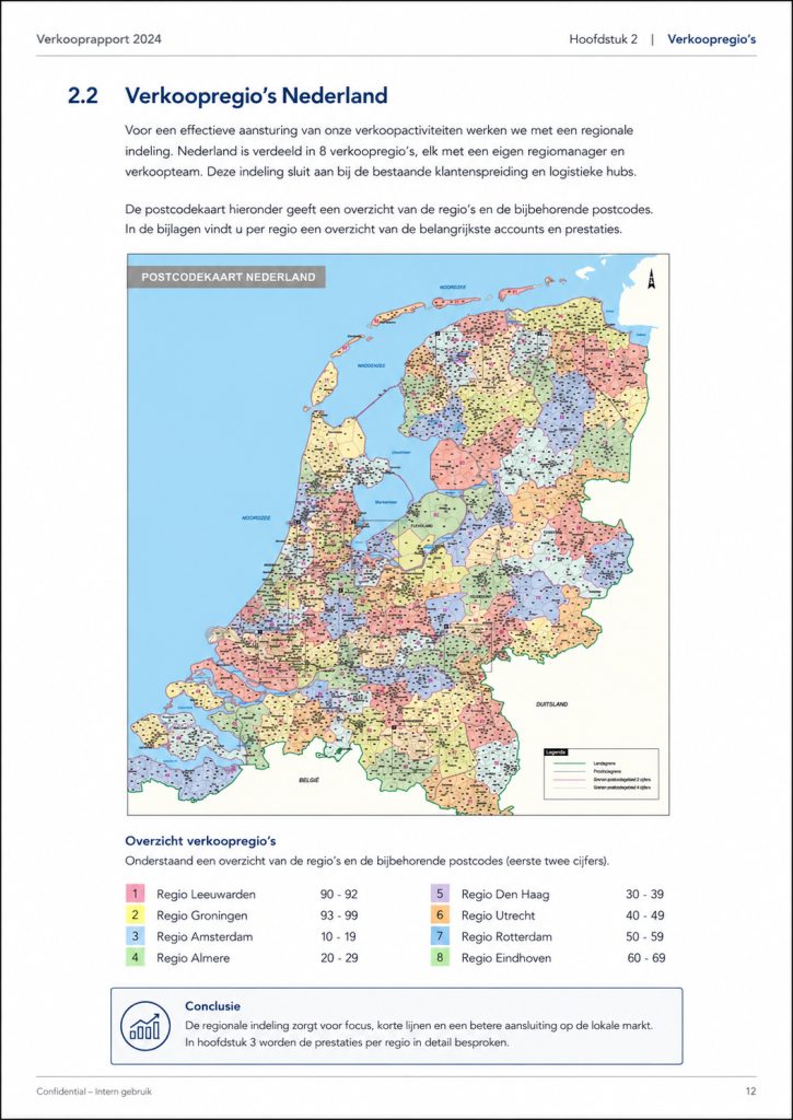 JPEG van de 2- en 4-cijferige postcodekaart Nederland 377 gebruikt in rapport