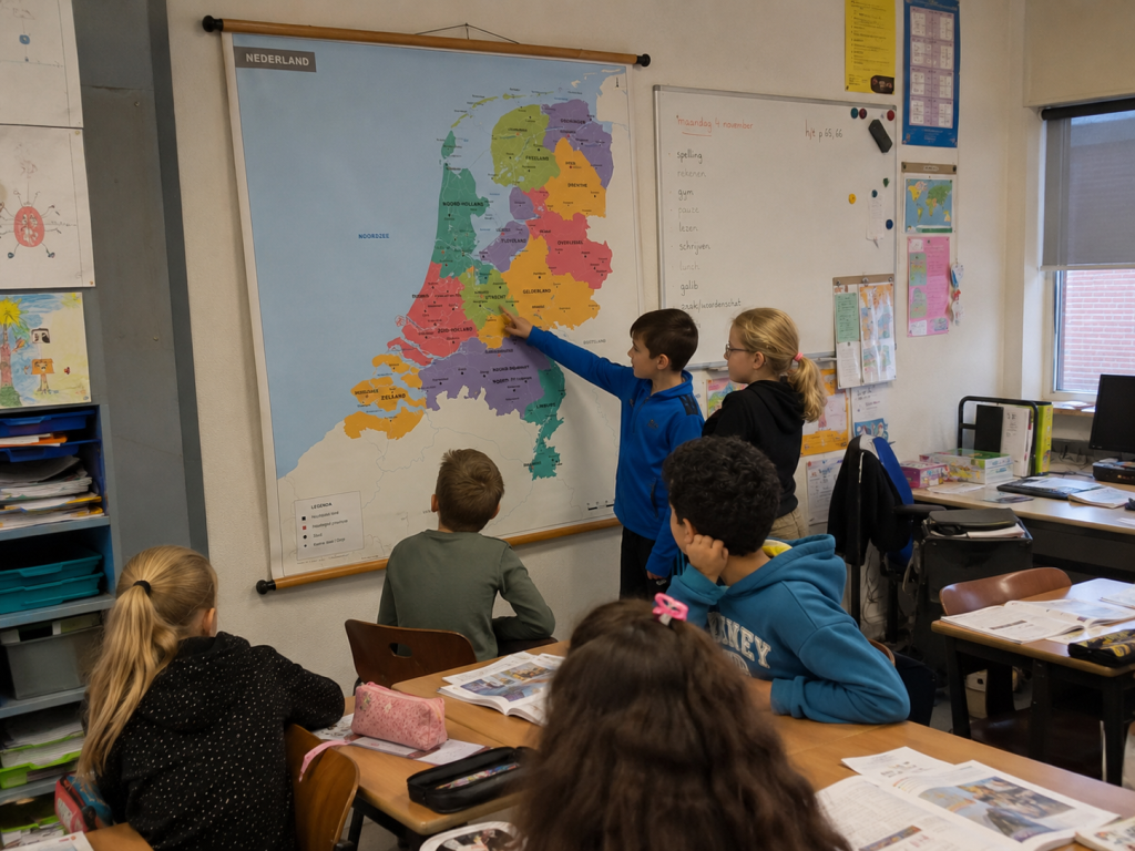 Hoe leer je topografie met een wandkaart?